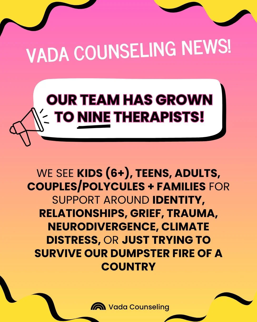 Swipe to see our amazing therapists! More posts coming soon to learn more about them, or feel free to visit our website in the meantime! 🌈