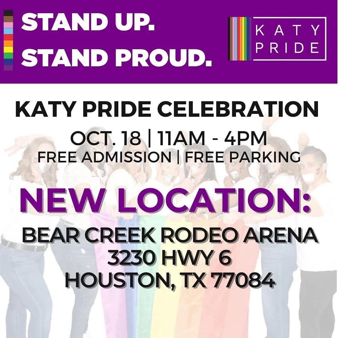 COME SEE US THIS SATURDAY AT #KATYPRIDE 11A-4P! 🖤🤎🩷🤍🩵❤️🧡💛💚💙💜

WE'RE IN A NEW LOCATION SINCE #TYPHOONTEXAS CANCELLED YDAY AFTER PRESSURE FROM CONSERVATIVE SCHOOL BOARD MEMBERS #bigots #losers #yalltried