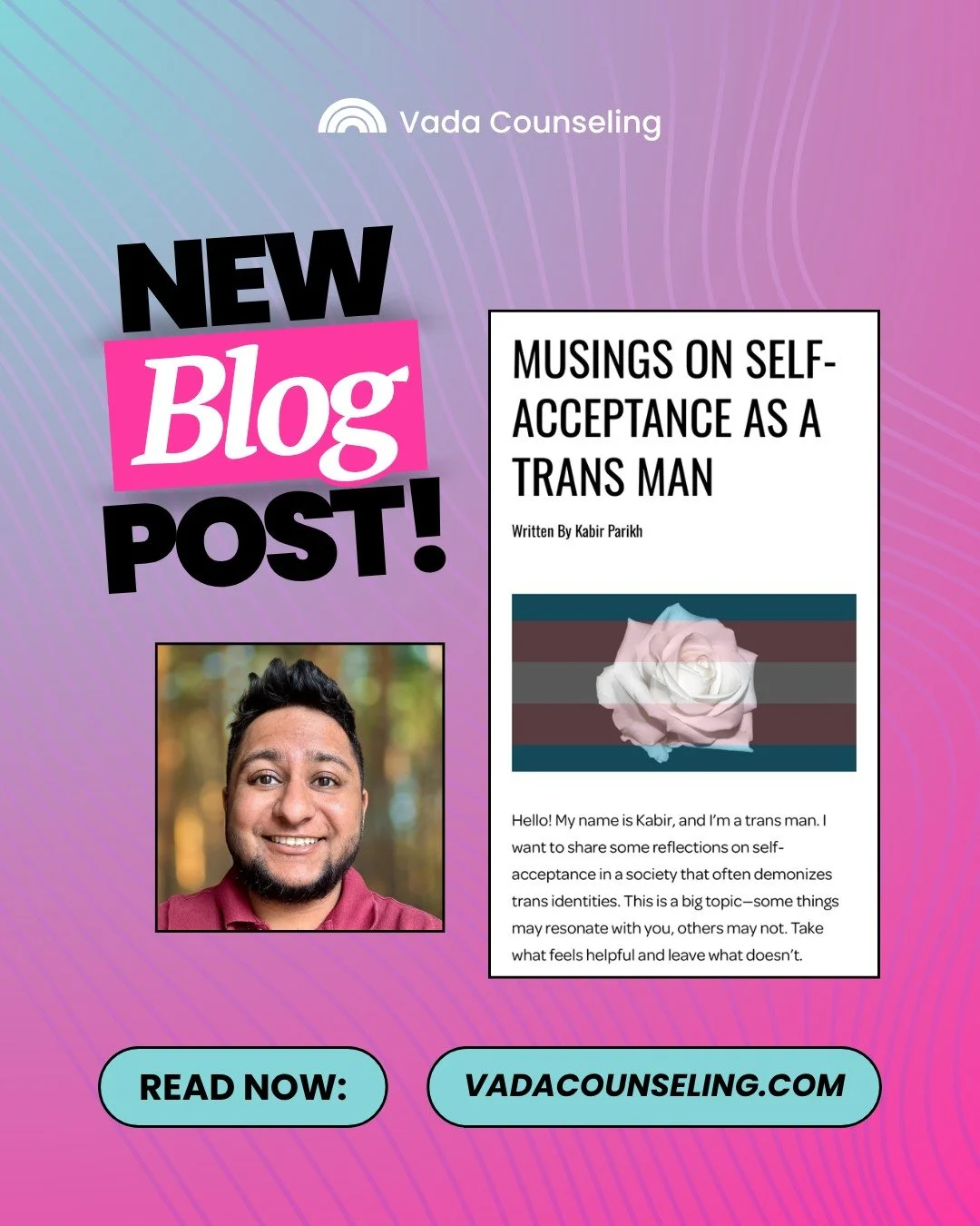 One of our therapists, Kabir (he/him) wrote a personal and meaningful blog post to share with you all. 🩵

Stay tuned for more blog posts from our team!