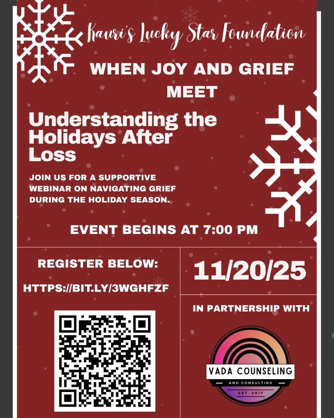 Navigating the holidays while grieving can feel complicated, heavy, and isolating. Join us for When Joy and Grief Meet: Understanding the Holidays After Loss, a supportive virtual webinar hosted by our very own Alexis Hern&aacute;ndez Rueda, in partn