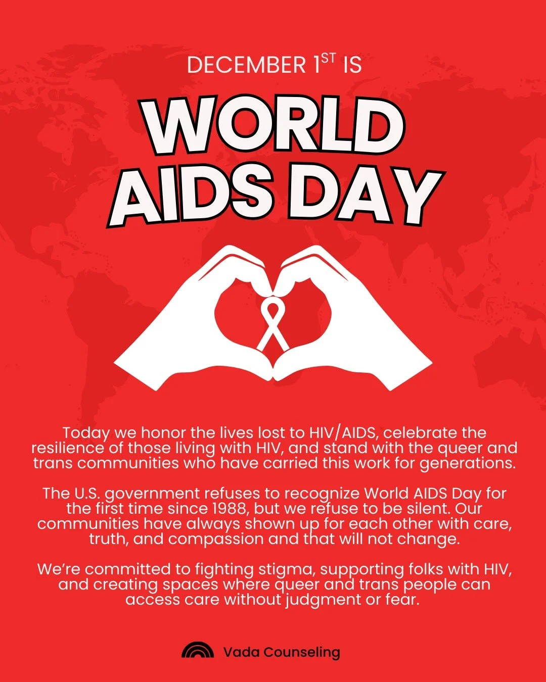 📣 Today we honor the lives lost to HIV/AIDS, celebrate the resilience of those living with HIV, and stand with the queer and trans communities who have carried this work for generations. 

The U.S. government refuses to recognize World AIDS Day for 