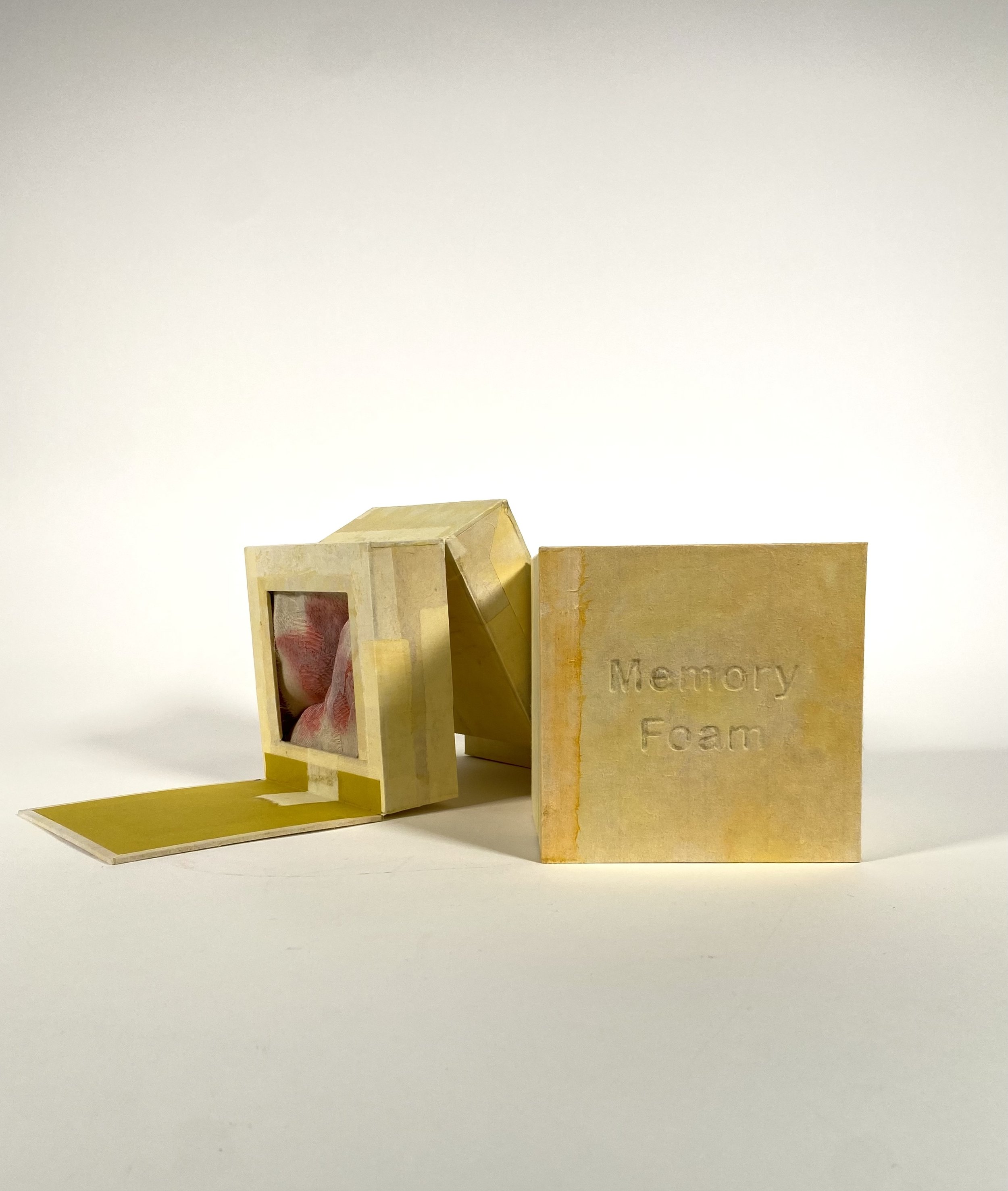 Memory Foam, 2022
Found mattress, dyed hosho paper, blood, hair, skin
(Dimensions variable) 5 in X 6 in X 6 in