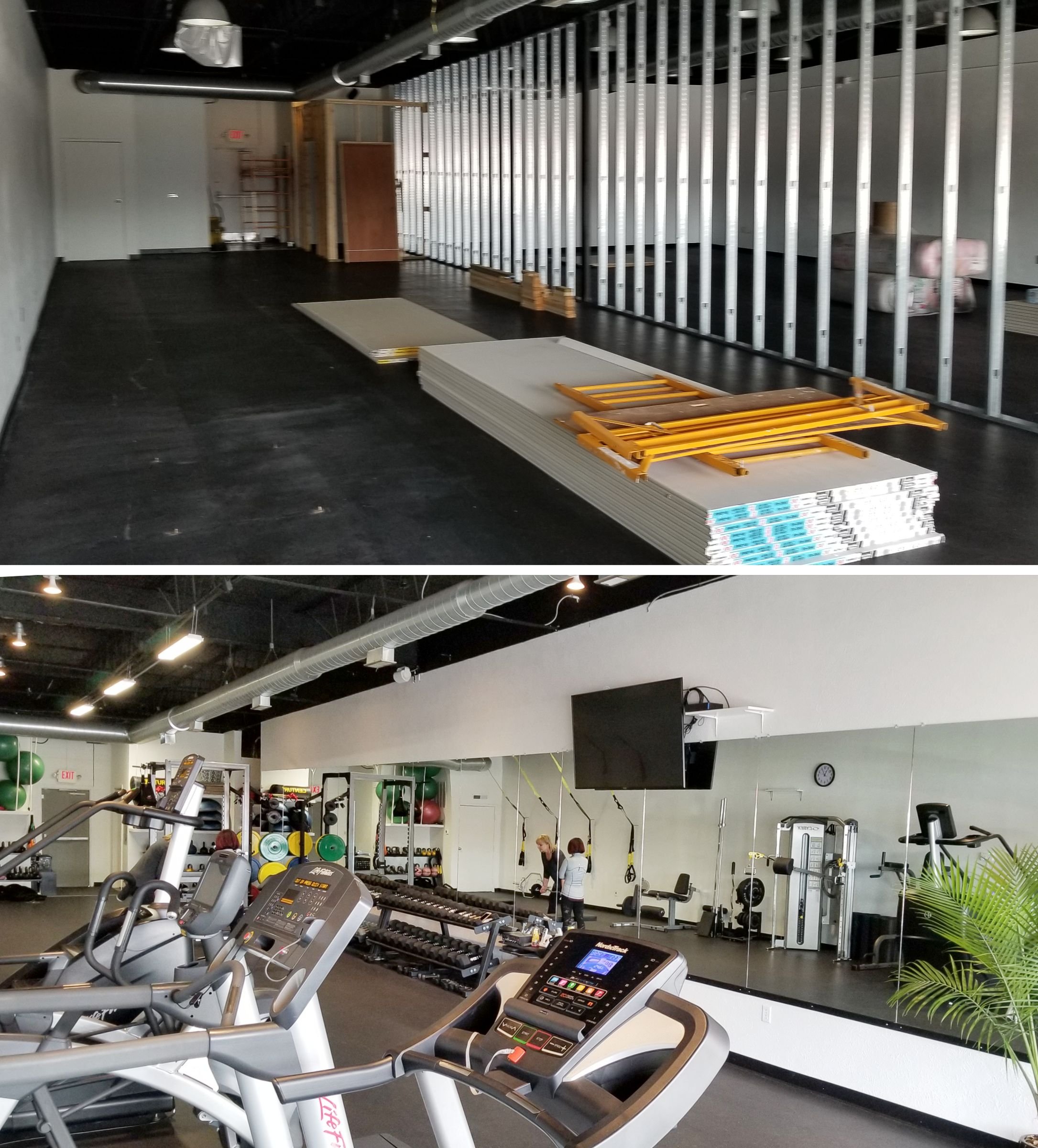 Before and After - Construction and buildout with finished Training Center area.