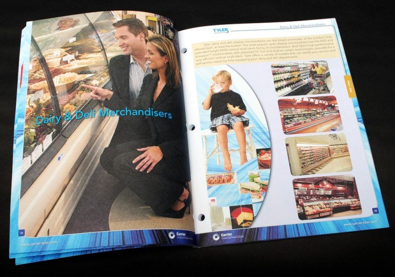 TYLER REFRIGERATION CATALOG - SECTION LEADER -
This two-page spread introduces a categorical section of display merchandiser products. Use of stock and proprietary in-store application photographs shows merchandised products.