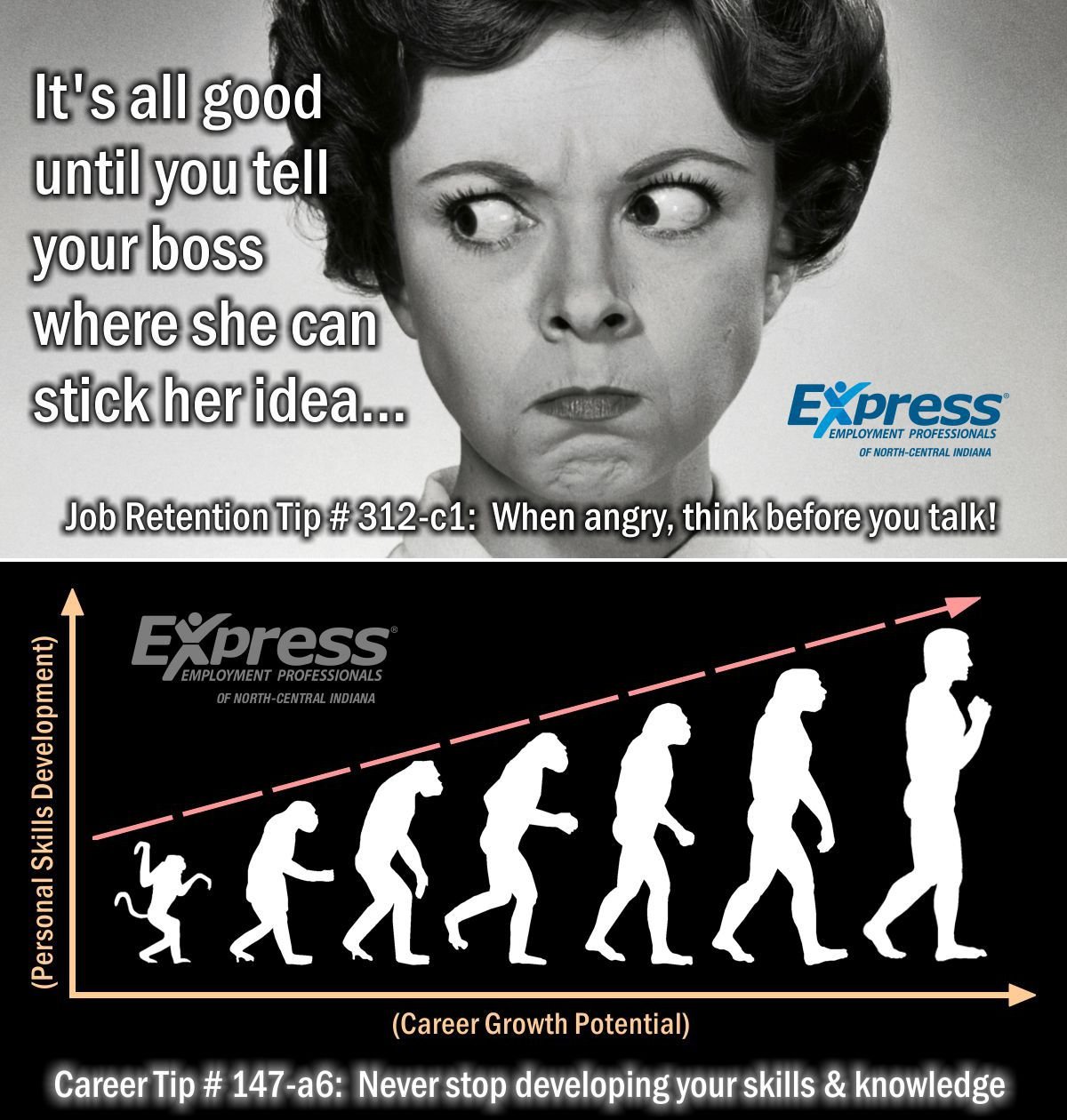 Meme creation for social media - Use of humor for employee tips.
