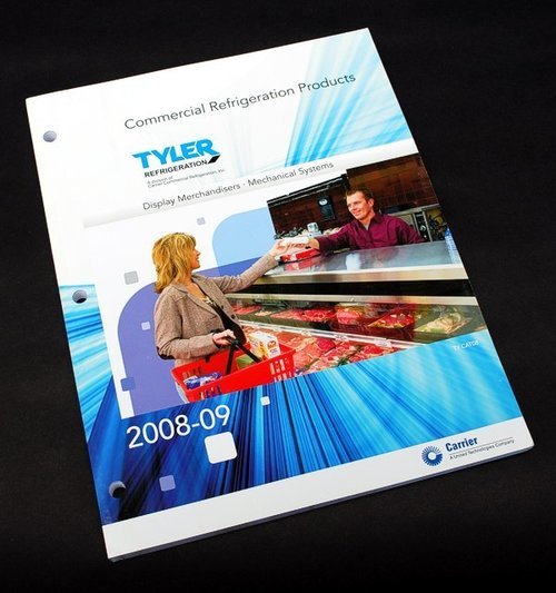 TYLER REFRIGERATION CATALOG -
Tyler Refrigeration Full-Service 120-page perfect-bound Product Catalog. The back cover folds out to show a selection of standard RAL powder-coating colors for external case components.
This is the front cover featurin