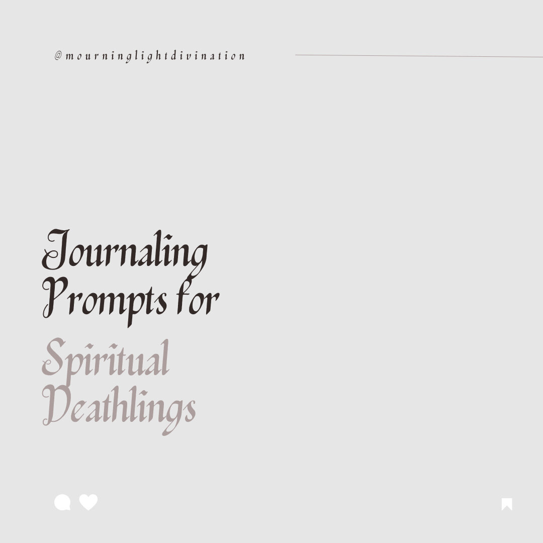 Journaling prompts to support your continued journey in 2023 ✨⁣
⁣
The prompts are spread out into three different categories: death &amp; rebirth, devotional discipline, and embodiment ~ core principles that support our foundations.⁣
⁣
💀 Death &amp;