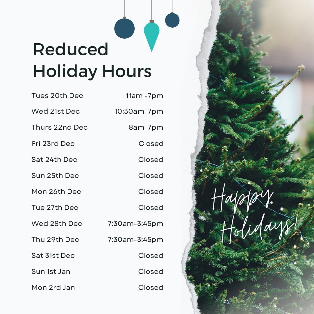 The Total Recovery team has been hard at work to get everyone&rsquo;s treatment plans complete before taking a well deserved break over this holiday season - Our hours for this week and next will be reduced.
.
We are so grateful for every single pers