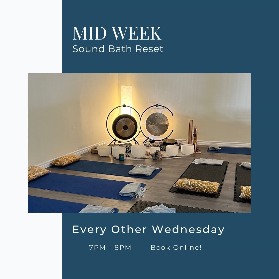 Do you feel a moment of reset would benefit you?
.
Join us tonight April 12, 2023 for a mid week sound bath reset.
.
This 60 minute small group sound session is beautifully attuned to &ldquo;bathe&rdquo; your mind body and soul for the next few weeks