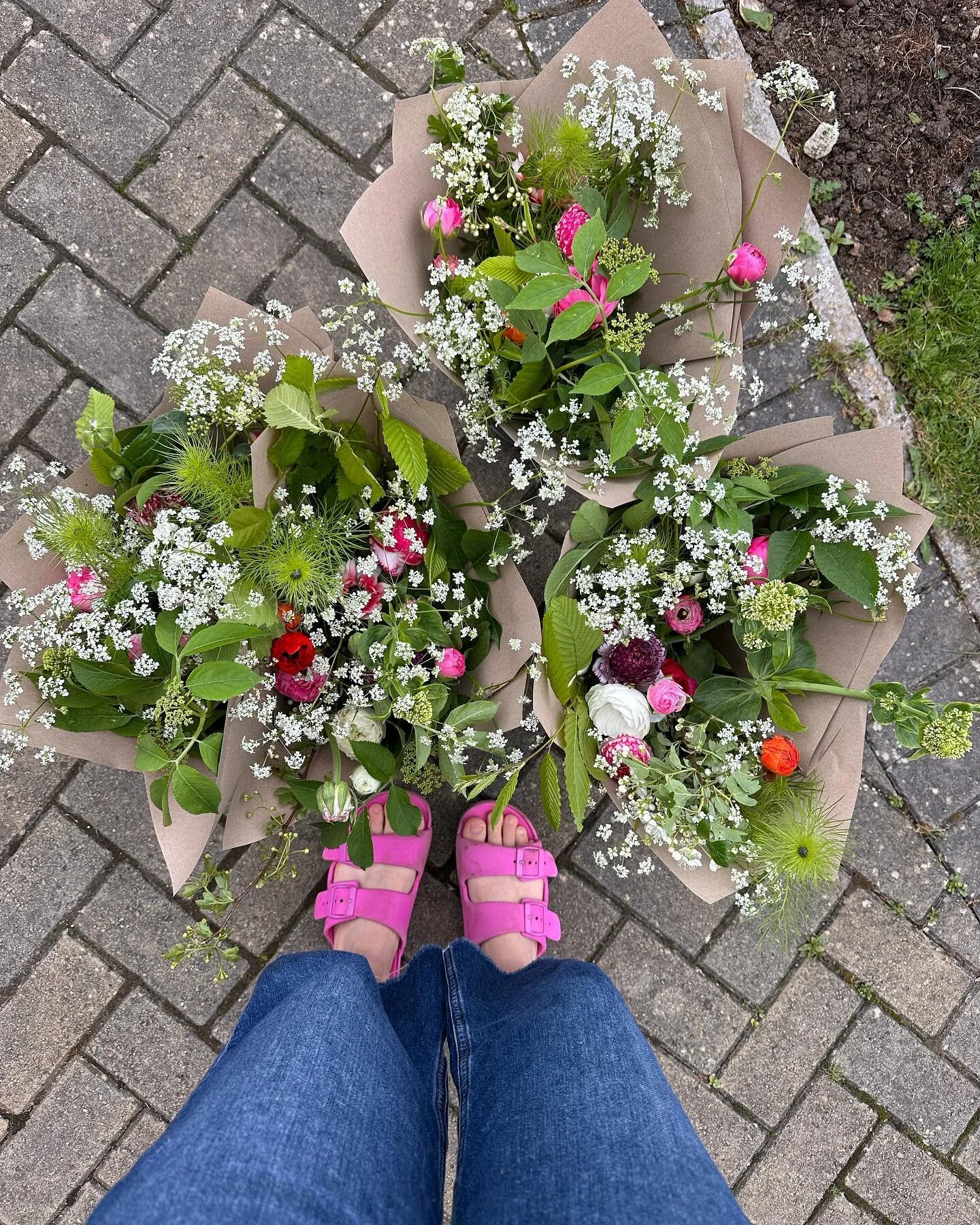 Good morning neighbours. The flower stand is open and there are some beautiful wild looking bunches for you today with the last of the ranunculus flowers for this year.

If you haven&rsquo;t visited the stand before, then the honesty stand is down Ki