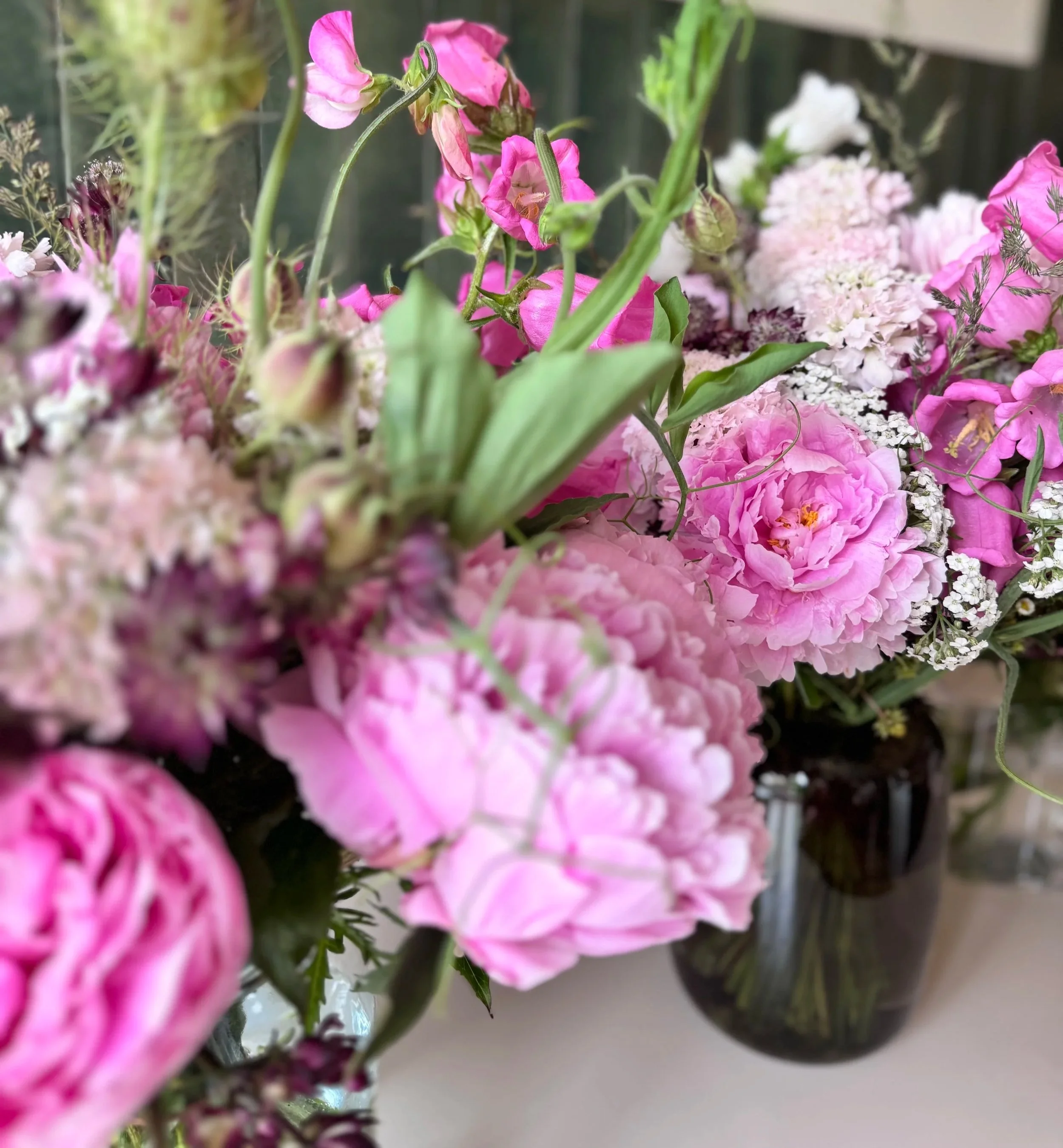 Spring bouquet of mixed seasonal flowers, soft and natural in style