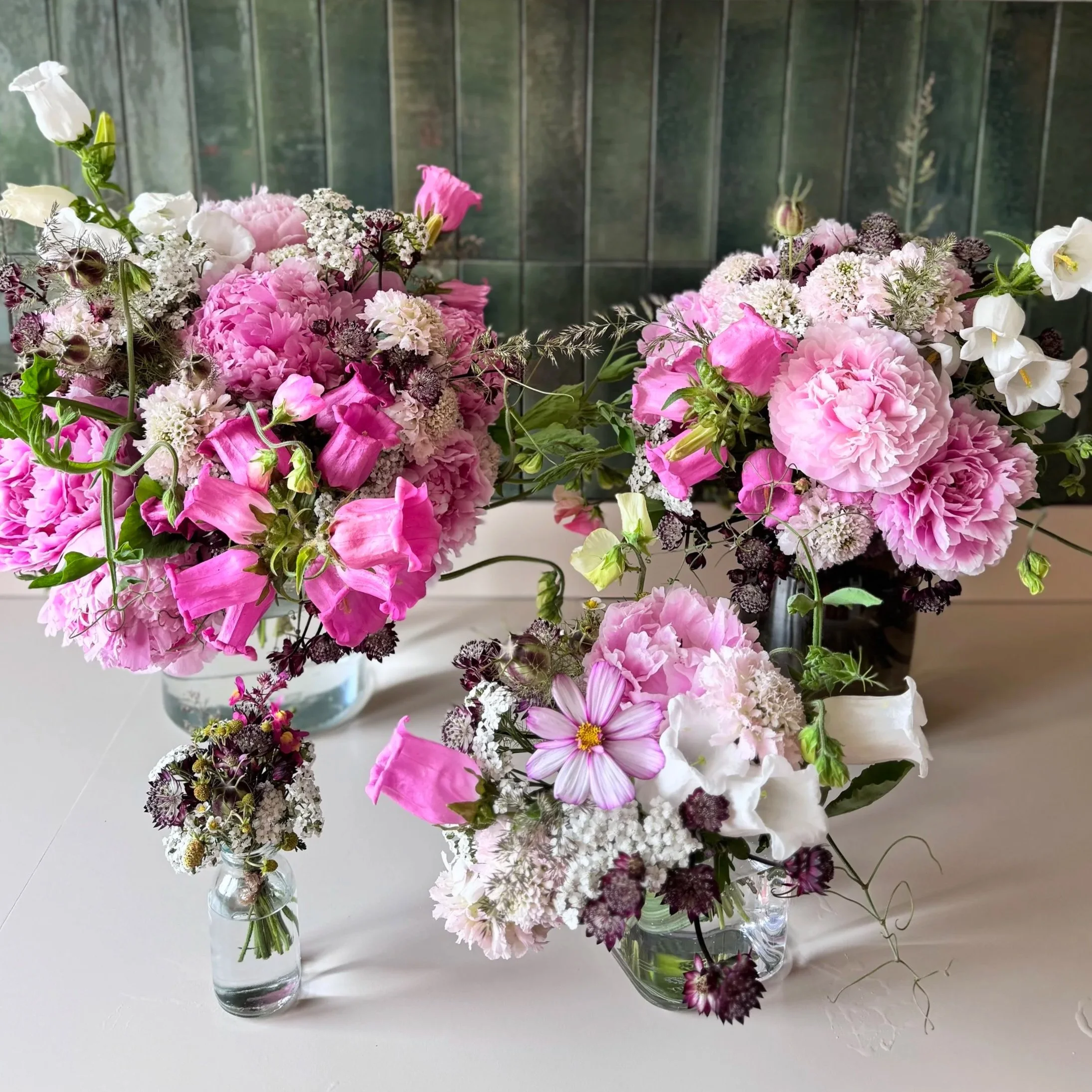 Bridal bouquet in a natural, garden-inspired style with soft seasonal blooms