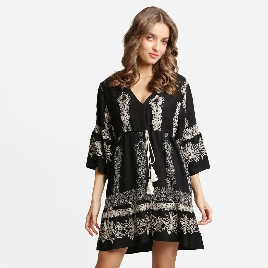 Embroidered Lace Mini Dress