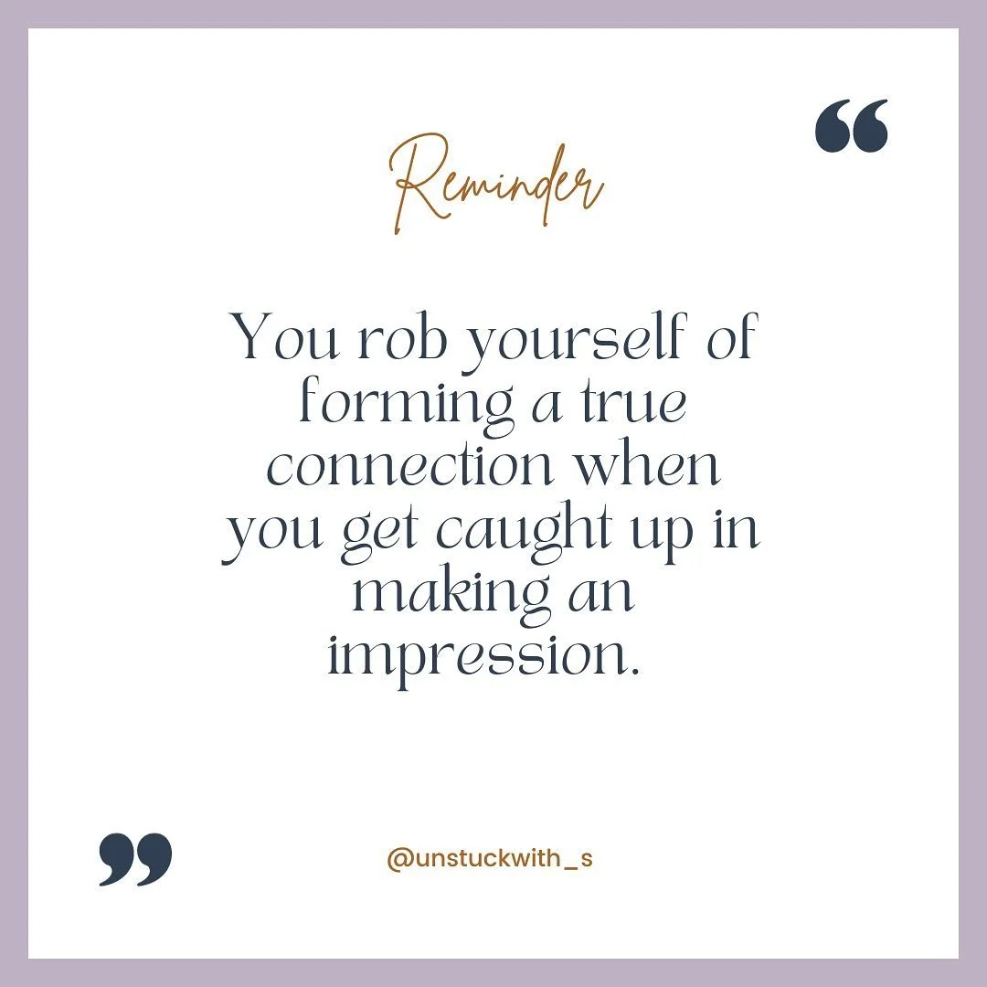 When we are busy making an impression with someone, the focus is no longer on the other person. Your focus is on yourself. How you appear, what opinion you are hoping the other person is making about you… you’re in your head.
A true con