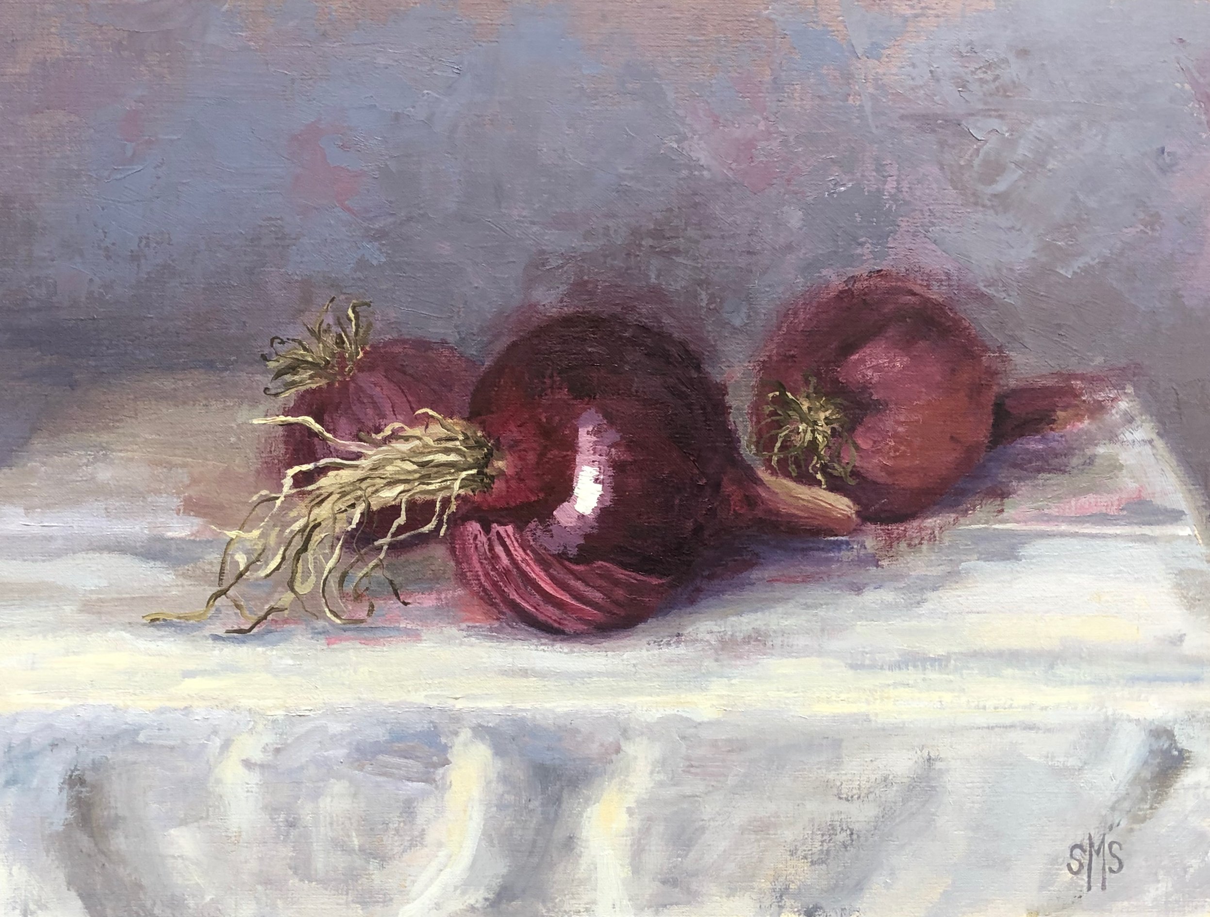 Red Onions On Cloth