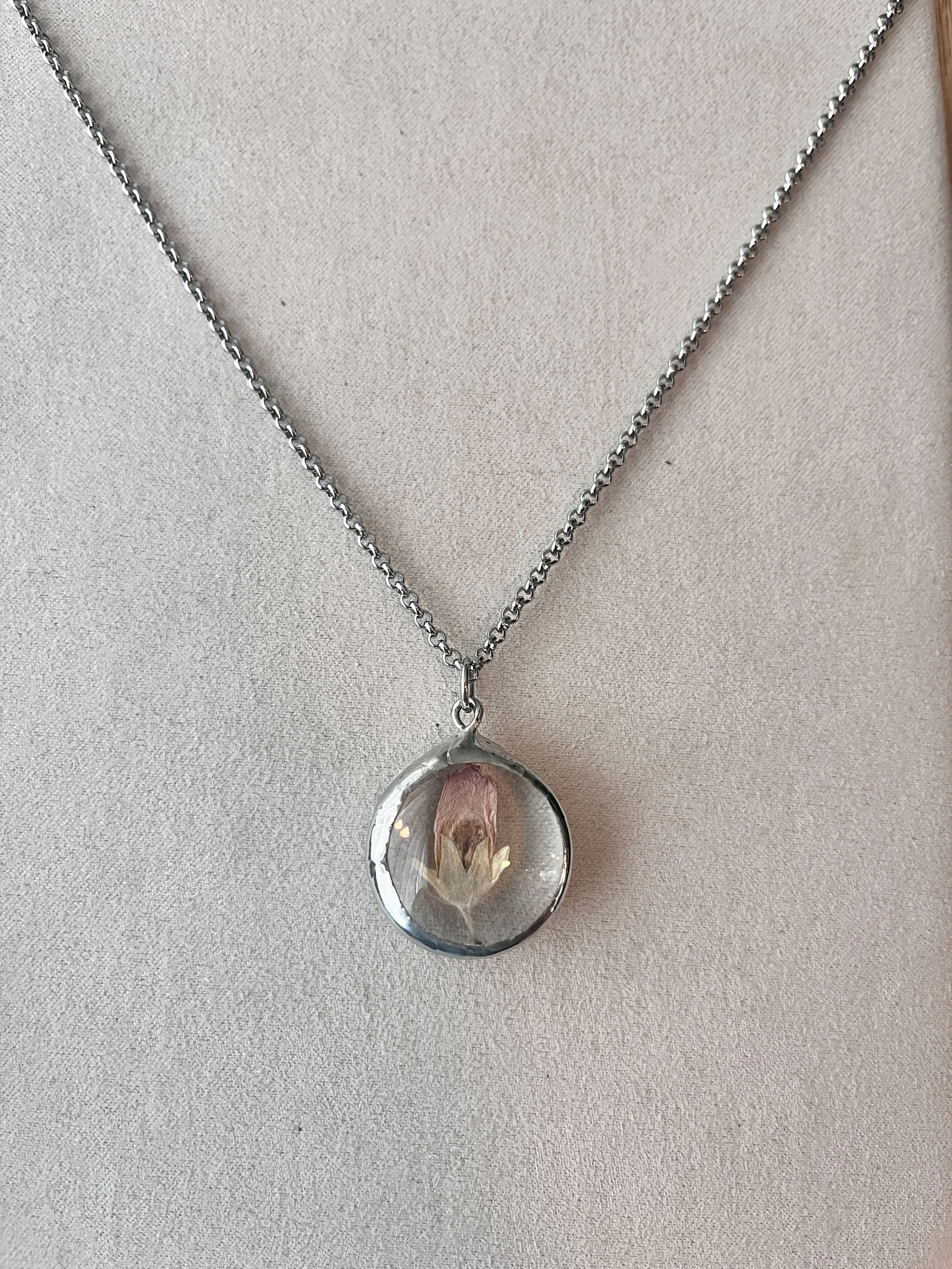 Apricot Mallow Soldered Floral Pendant