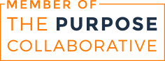 Text stating 'Member of the Purpose Collaborative' with 'Purpose' in blue and the rest in orange on a black background.