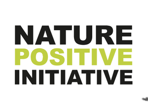 Text reading "Nature Positive Initiative" with "Nature" and "Initiative" in black, and "Positive" in bright green.