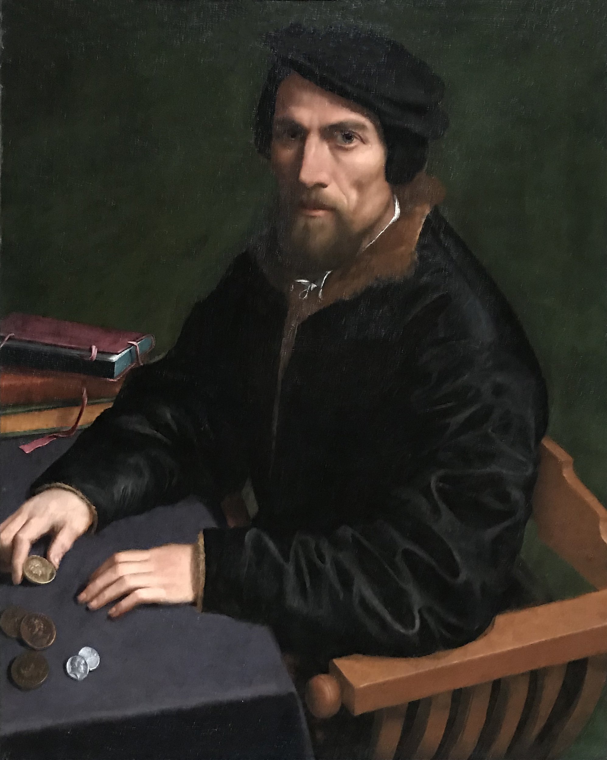 Portrait of a Man with coins by Italian painter and architect Giulio Campi, 1508.
