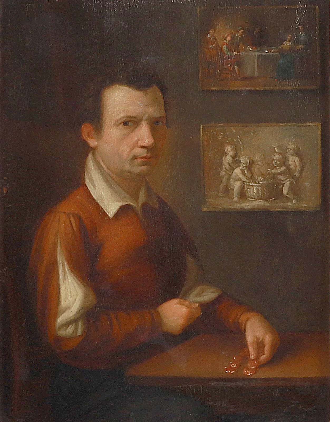 Der Geldzähler, Öl auf Holz, 18th century