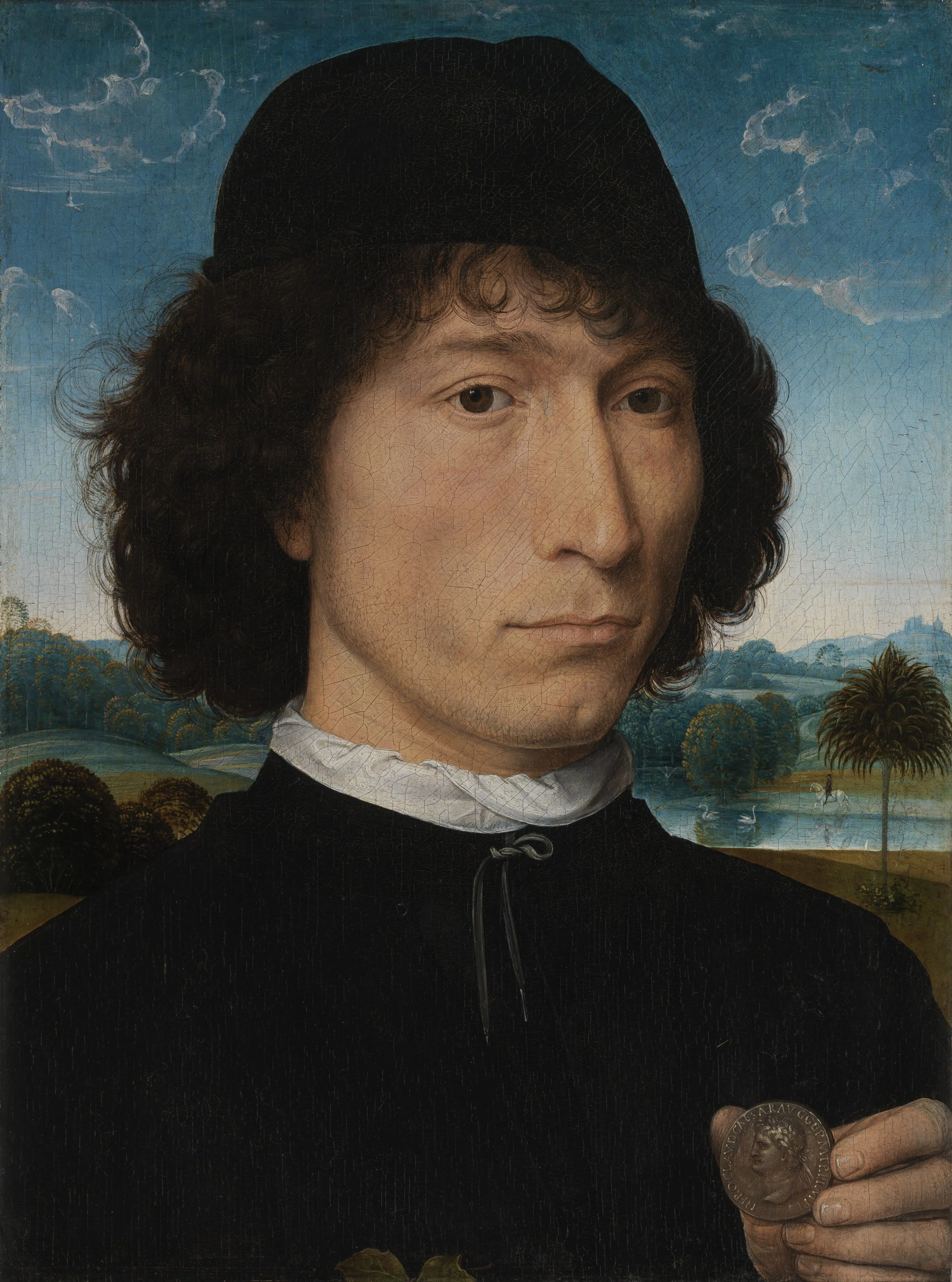 Portrait of a Man with a Roman Medal by Flemish artist Hans Memling, dating to c. 1480 and housed in the Royal Museum of Fine Arts, Antwerp, Belgium.