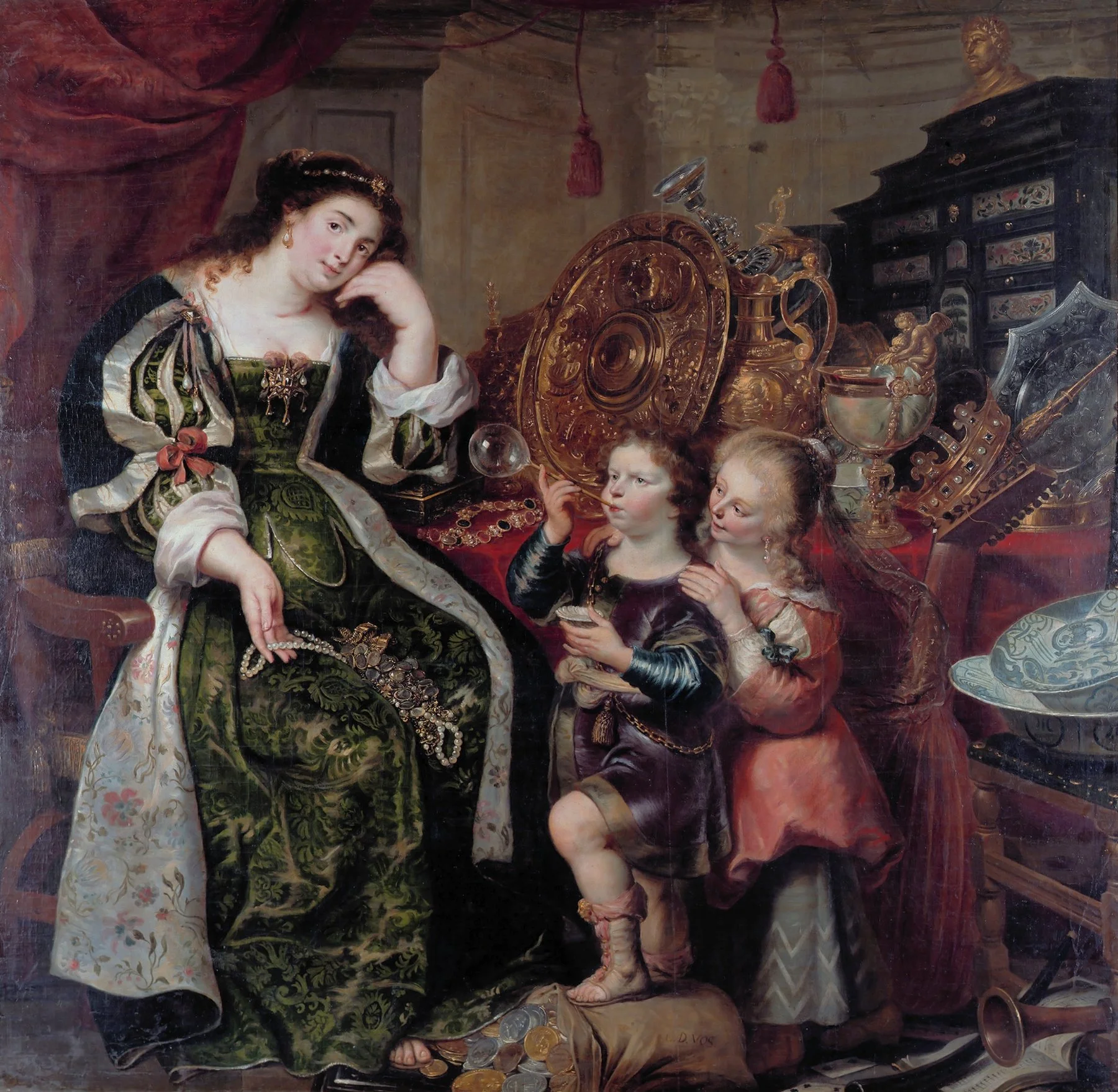 Allegory on the transitoriness of the human condition. An oil on canvas still life by Flemish painter, drawer, printmaker, and miniaturist Cornelis de Vos, circa 1624.