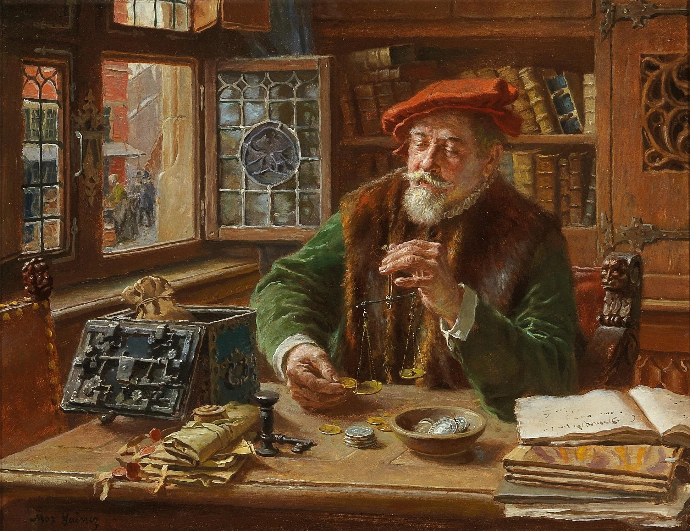 The Money Lender by Max Gaisser (1857–1922). 