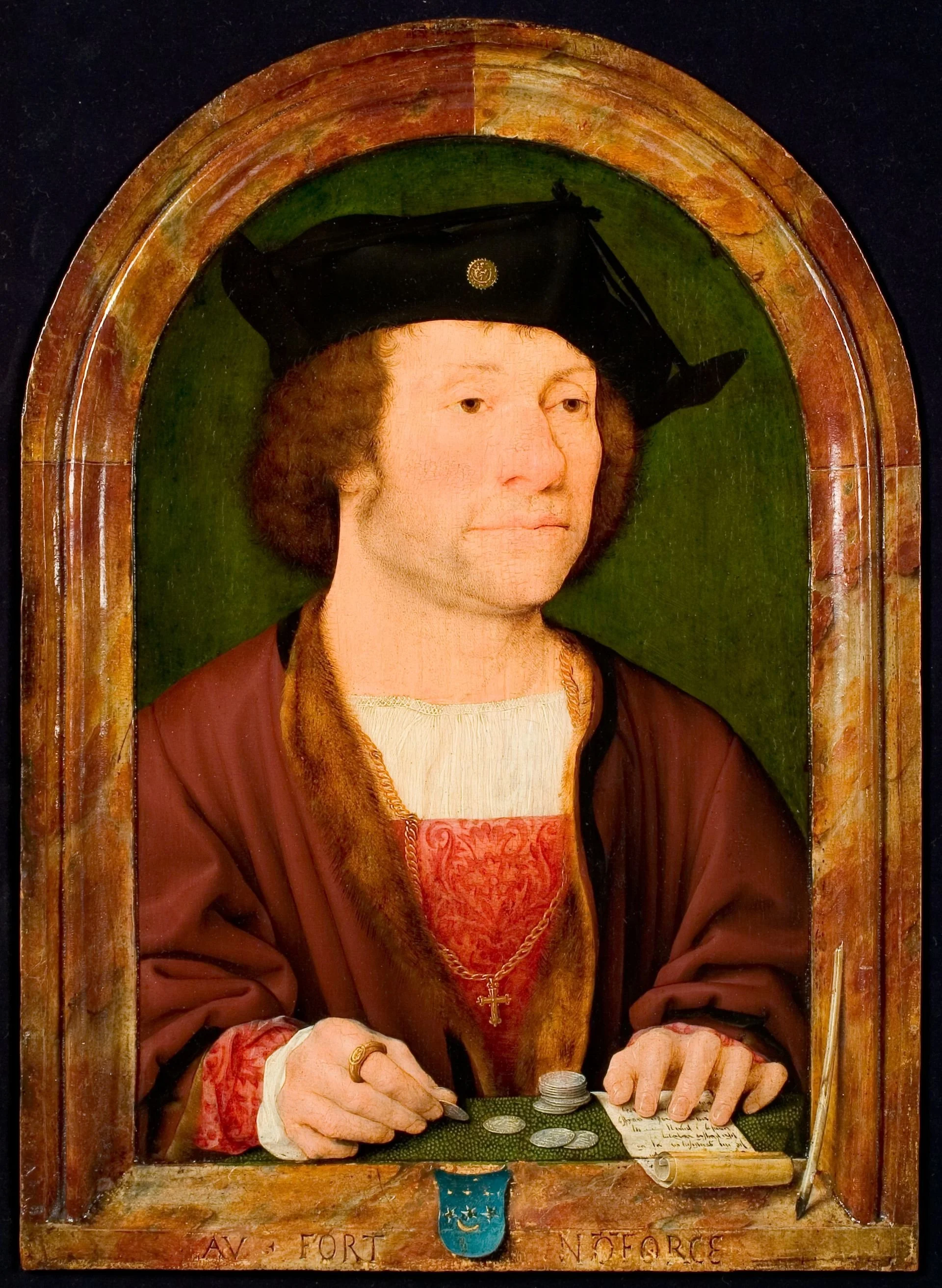Portrait of Anthonis van Hilten by Joos van Cleve, a Southern Netherlandish painter and drawer- painted in first half of the 16th century-Oil on Oak wood