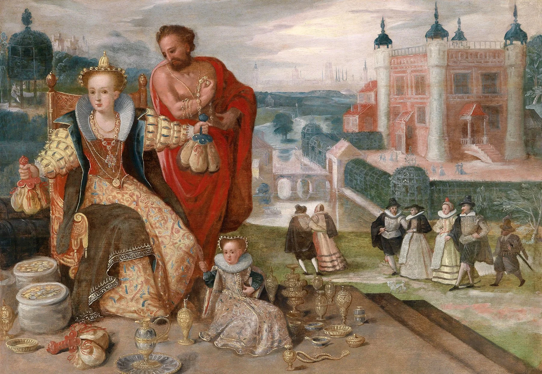 Allegory of Covetousness by Polish painter Herman Hahn, circa 1613. Oil on panel. Hermann Hahn was born in Nysa (Neuss) on the left bank of the Rhine near Dusseldorf. He studied in Flanders, and possibly, too, in Vienna. Around 1600 he moved to Gdans