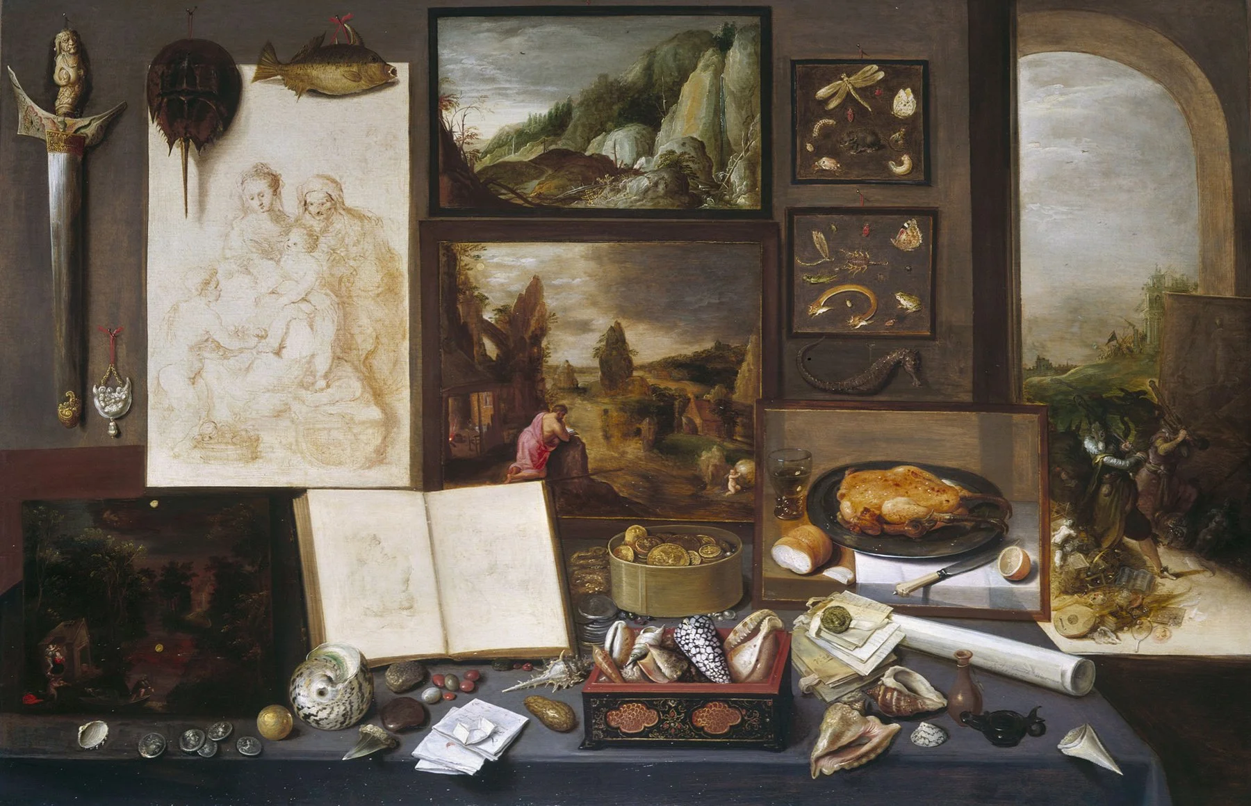 The Cabinet of a Collector by Southern Netherlandish painter and drawer Frans Francken the Younger, 1617.