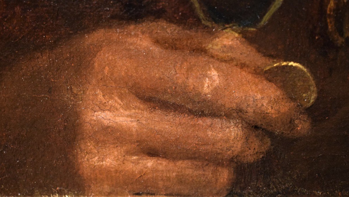 Coin close up of Allegory of Avarice by Giuseppe Nogari (1699-1763).