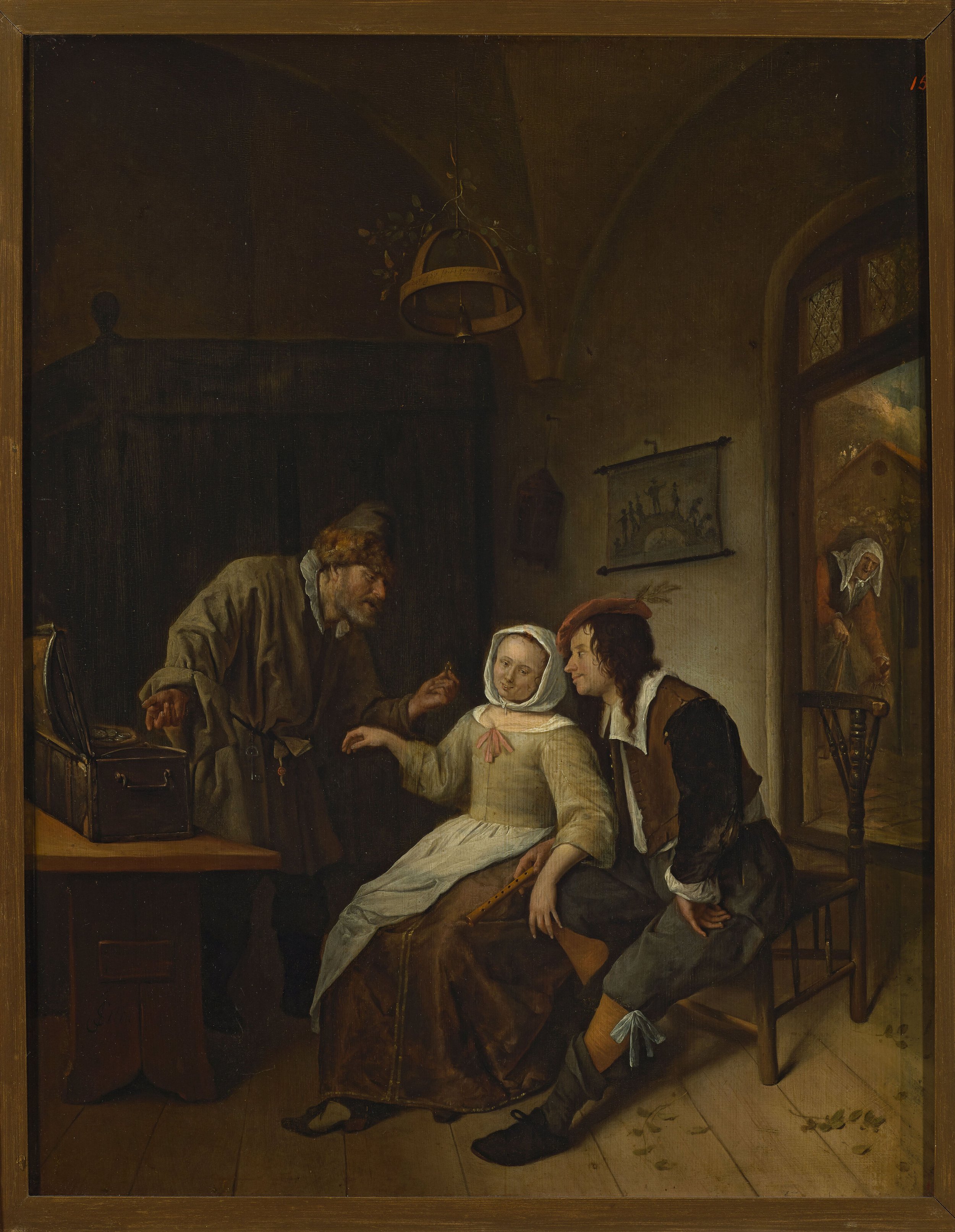 Choice between richness and youth by Dutch painter and drawer Jan Steen, 1663