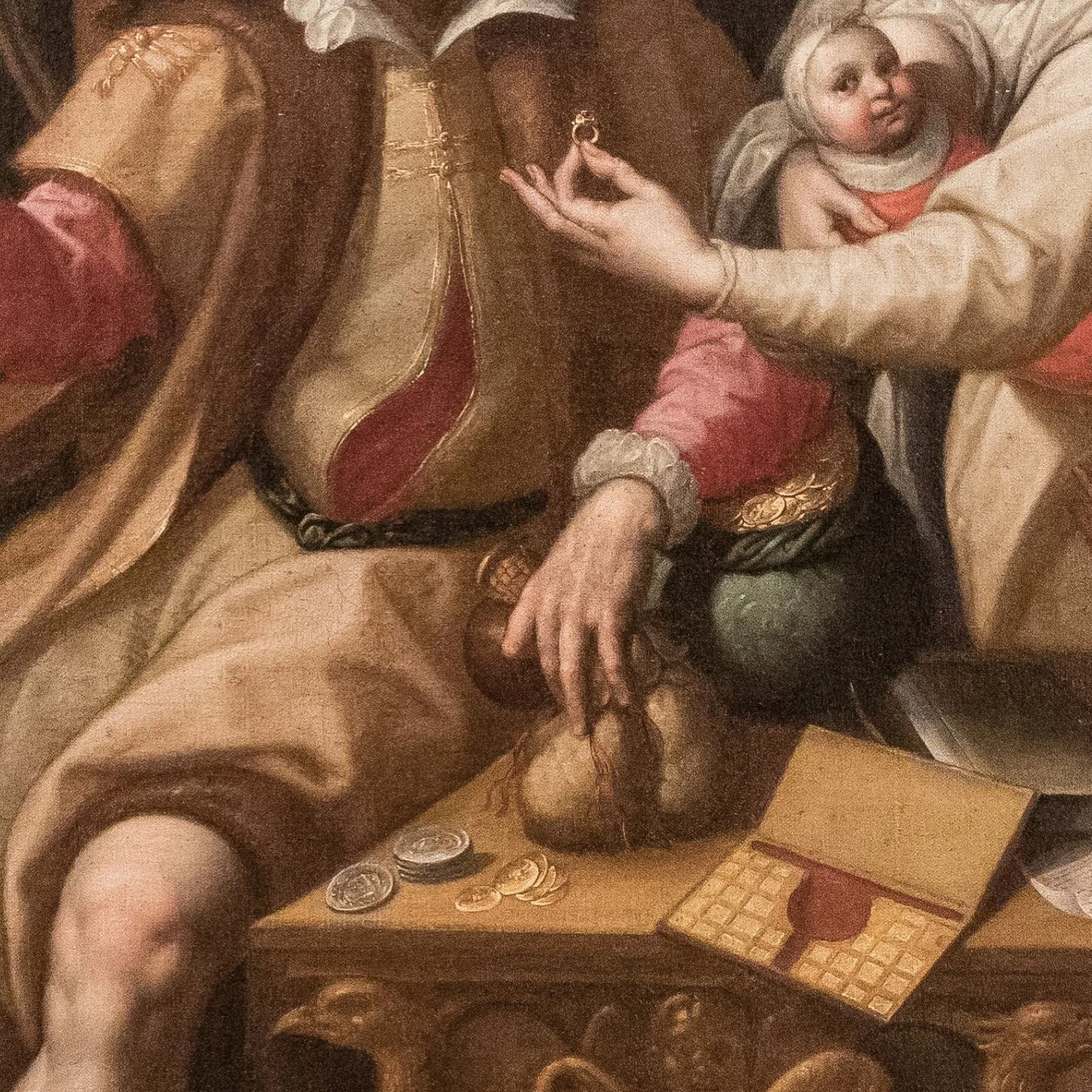 Avarice by Jacob de Backer- coin detail.