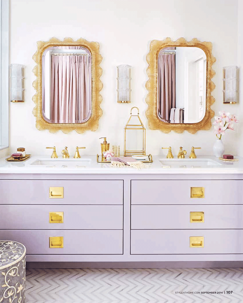  Another lavender bathroom. I could see this being used as a Jack &amp; Jill bathroom between two guest rooms. &nbsp;  Image via  This is Glamorous  and  Style at Home  