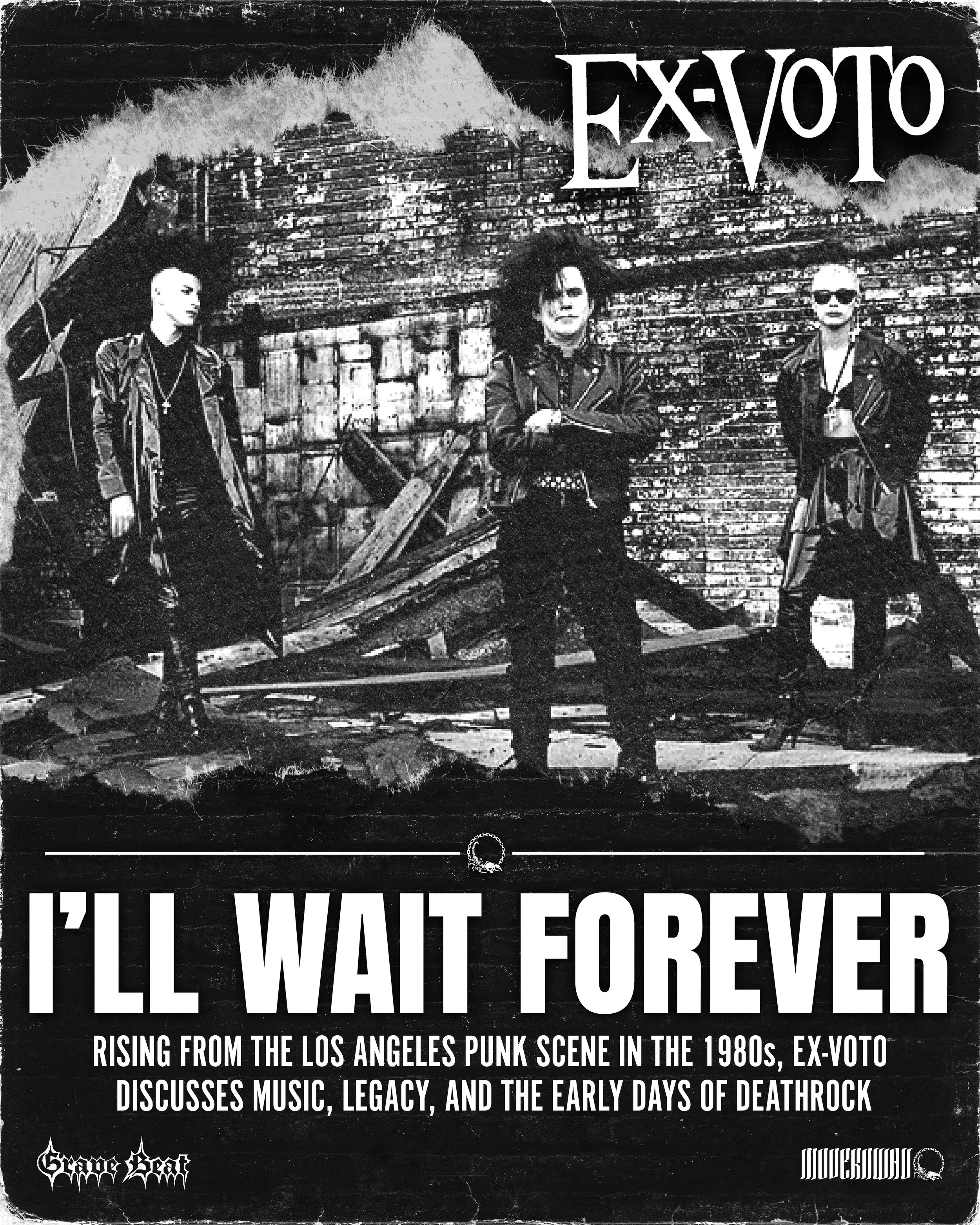 Ex-VoTo San Diego deathrock show poster featuring Kommunity FK Nervous Gender Reloaded and The Exile Modern Wav goth industrial event