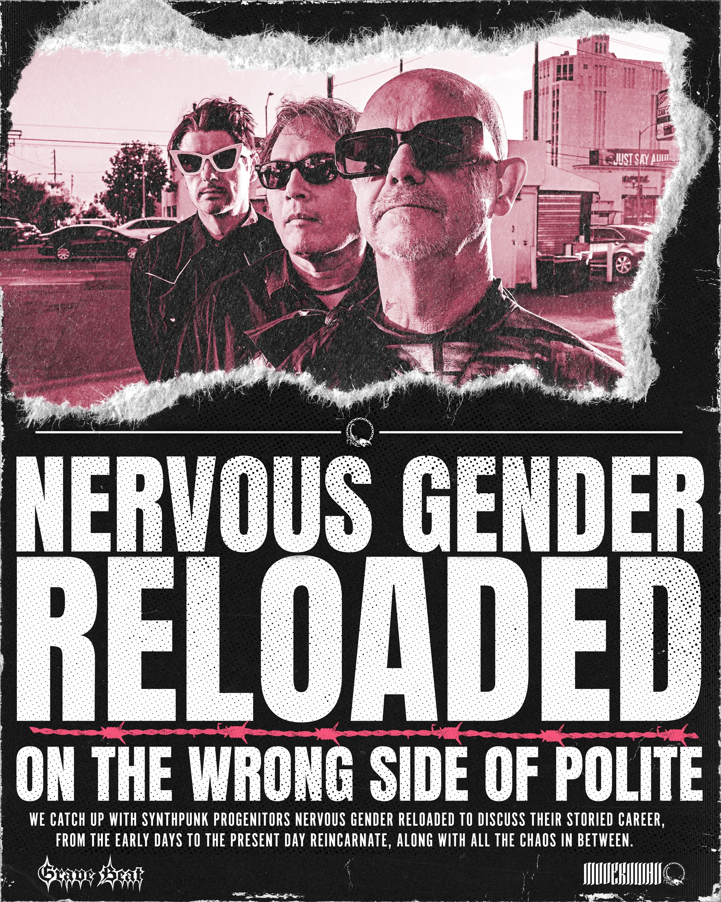 Nervous Gender Reloaded promotional portrait for Modern Wav featuring legendary Los Angeles synthpunk and industrial music pioneers