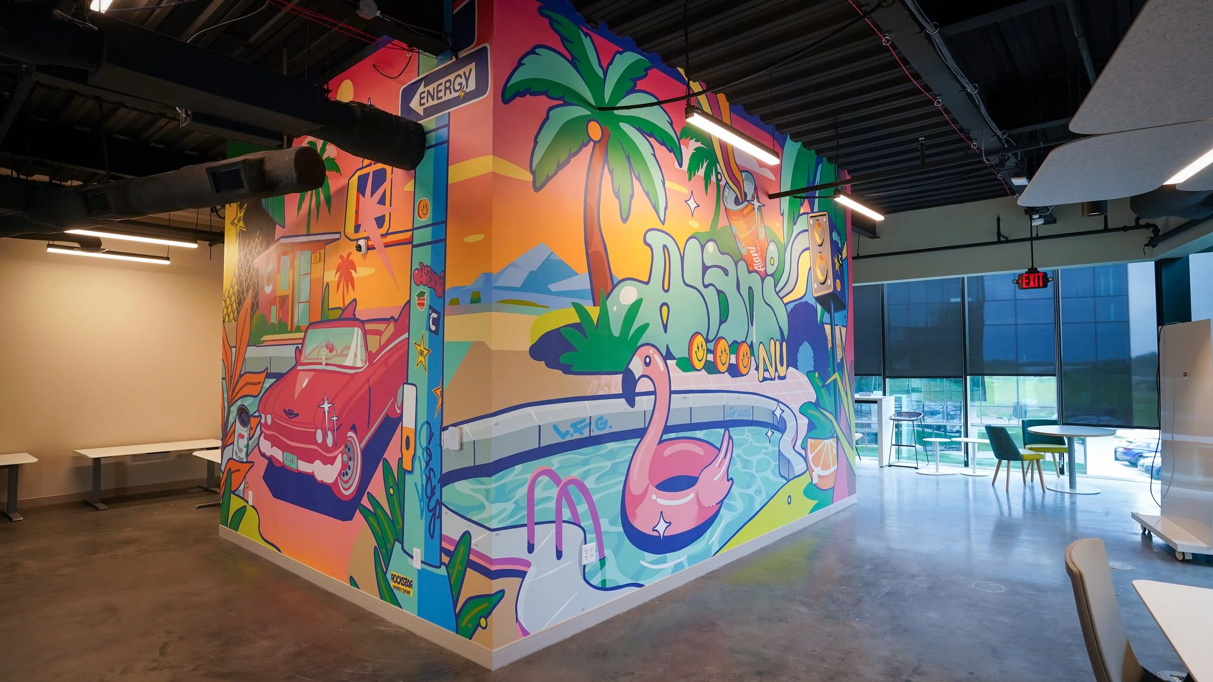 Celsius Alani Nu office mural in Louisville, Kentucky