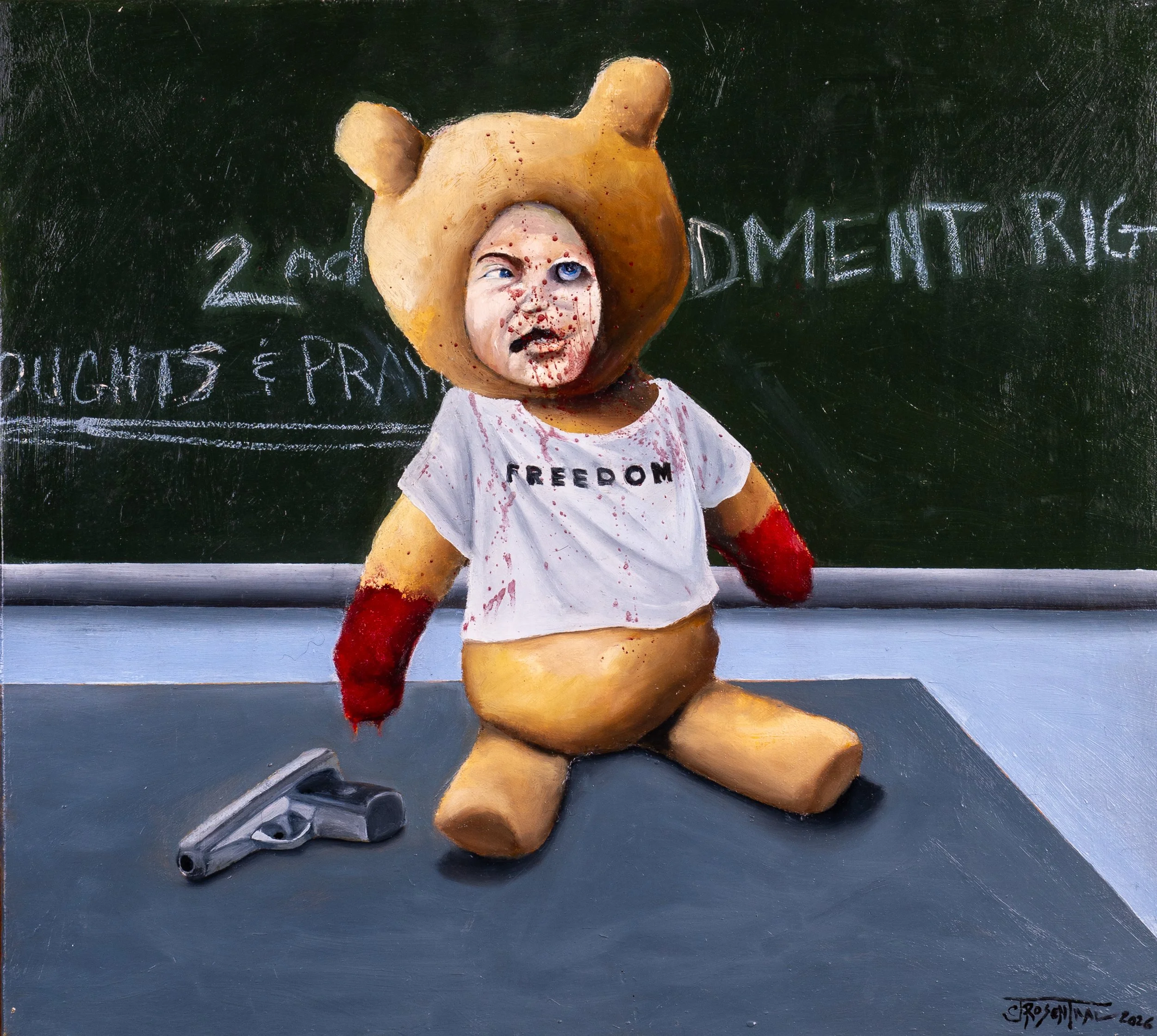 Thoughts and Prayers, 2026, oil on canvas, 22"x22"