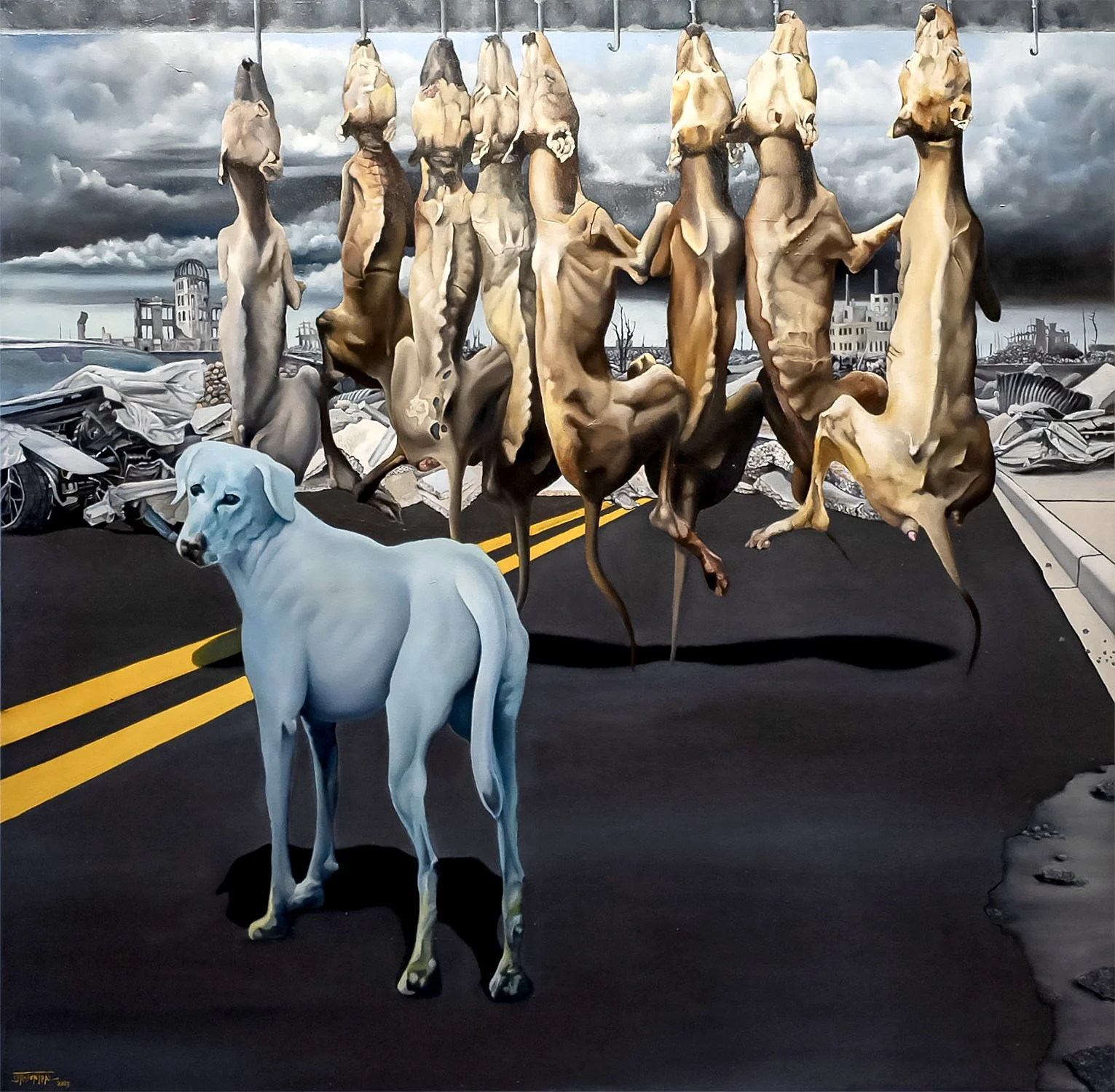 Blue Dog, 2025, oil on canvas, 54"x56"