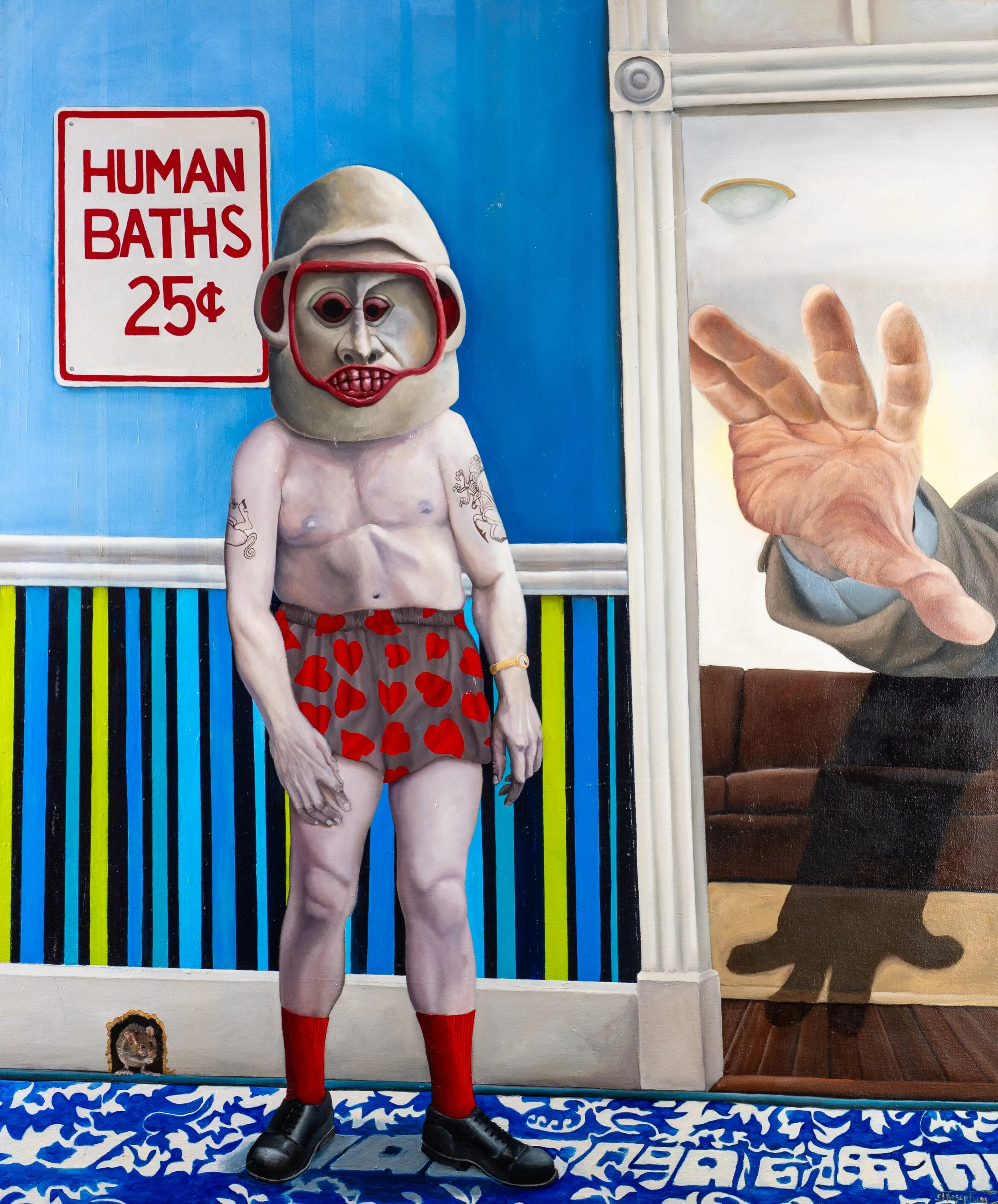 Human Baths, 2020, oil on canvas, 48"x38"
