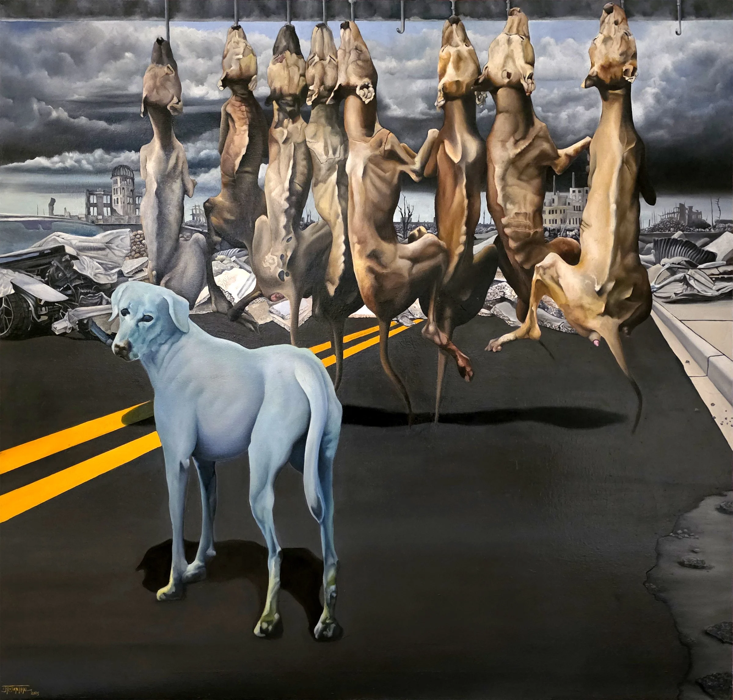 Blue Dog, 2025, oil on canvas, 54"x56"