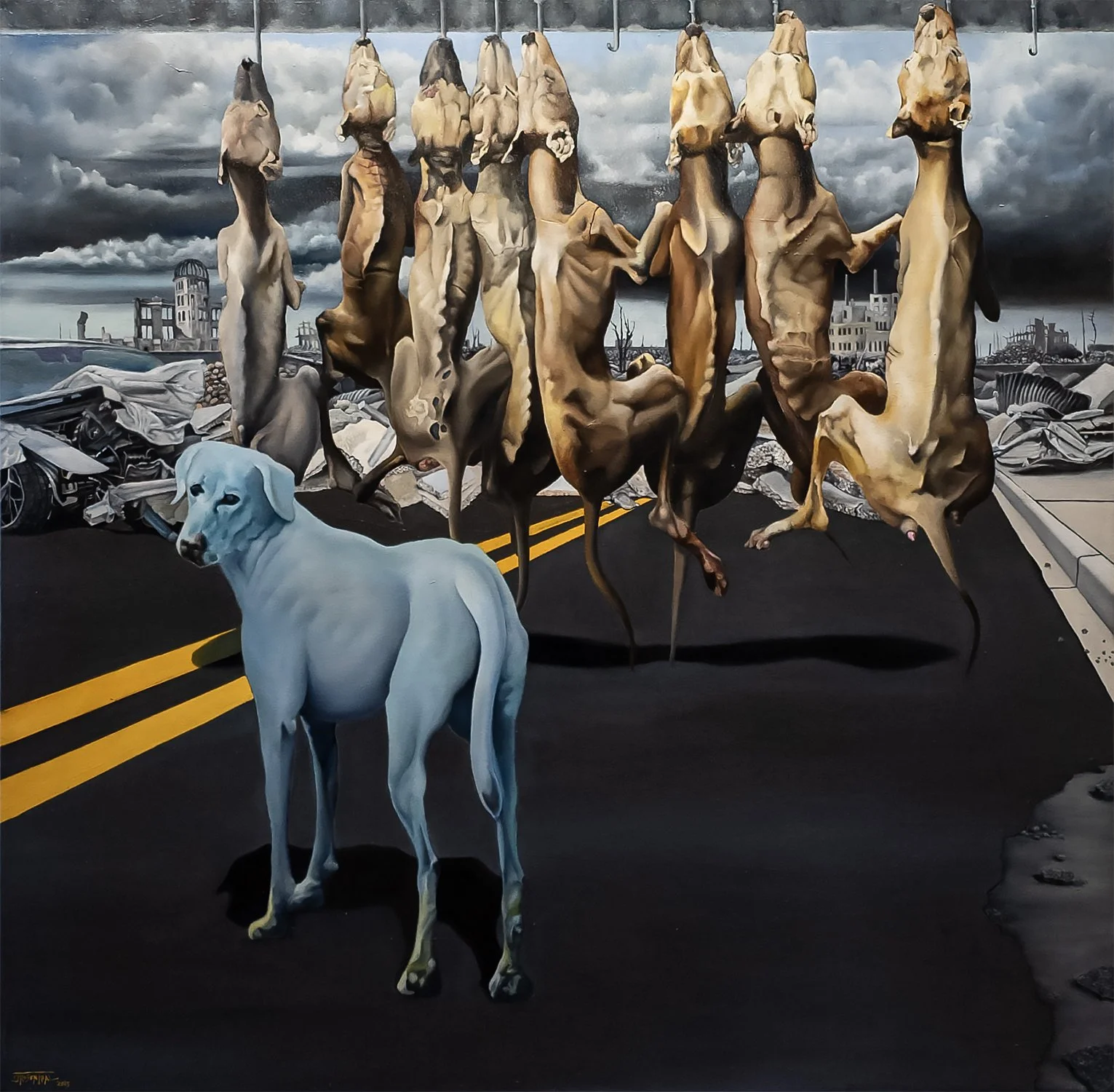Blue Dog, 2025, oil on canvas, 54"x56"