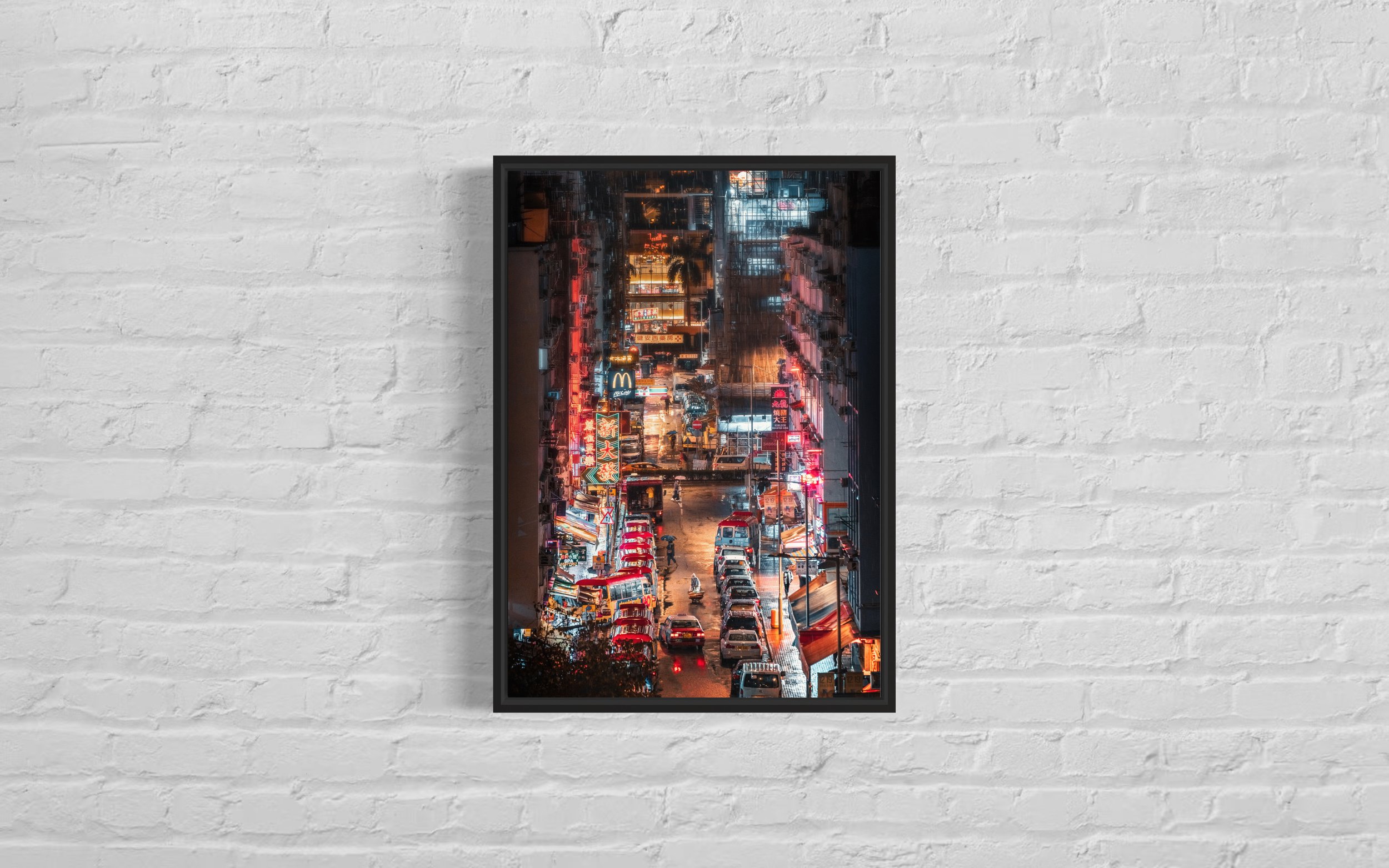 Framed print of fine art street photography of Hong Kong's iconic neon signs in Tsuen Wan, Hong Kong.