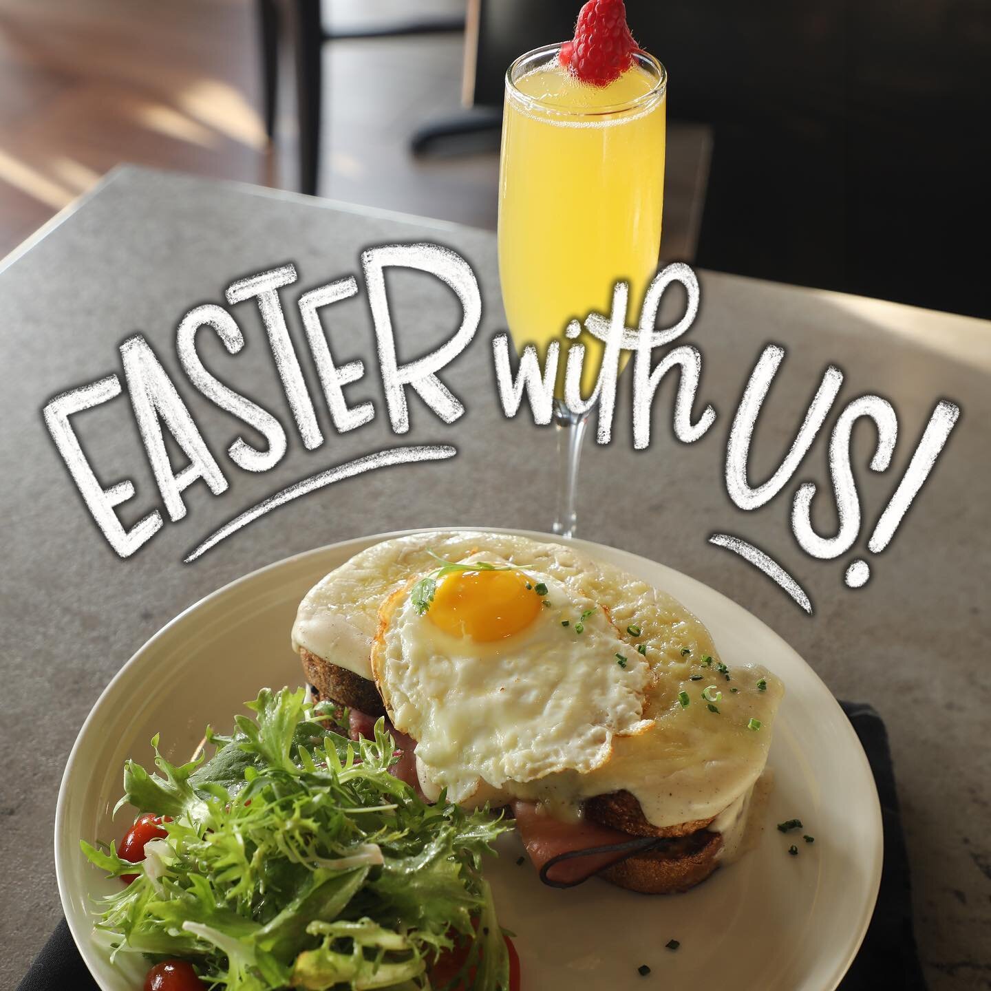 HOPE TO IT and MAKE YOUR EASTER RESERVATIONS TODAY!
Easter is Sunday, March 31 🐣🐰

Bring all your loved ones in on Easter Sunday for Brunch or Dinner, and make memories around our tables!

From our Croque Madame Brunch Special to Short Rib Chilaqui