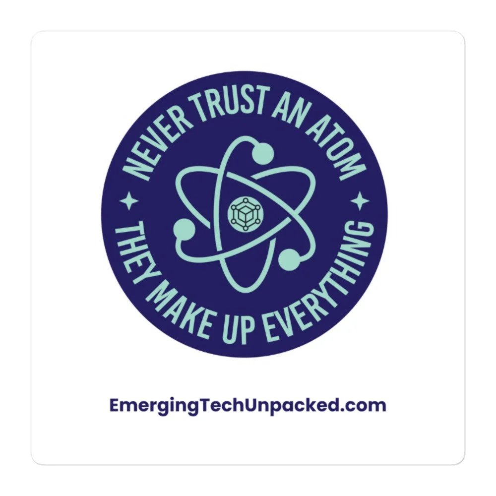 Never Trust an Atom Sticker - Funny Science Geek Chic, Physics & Chem Decal