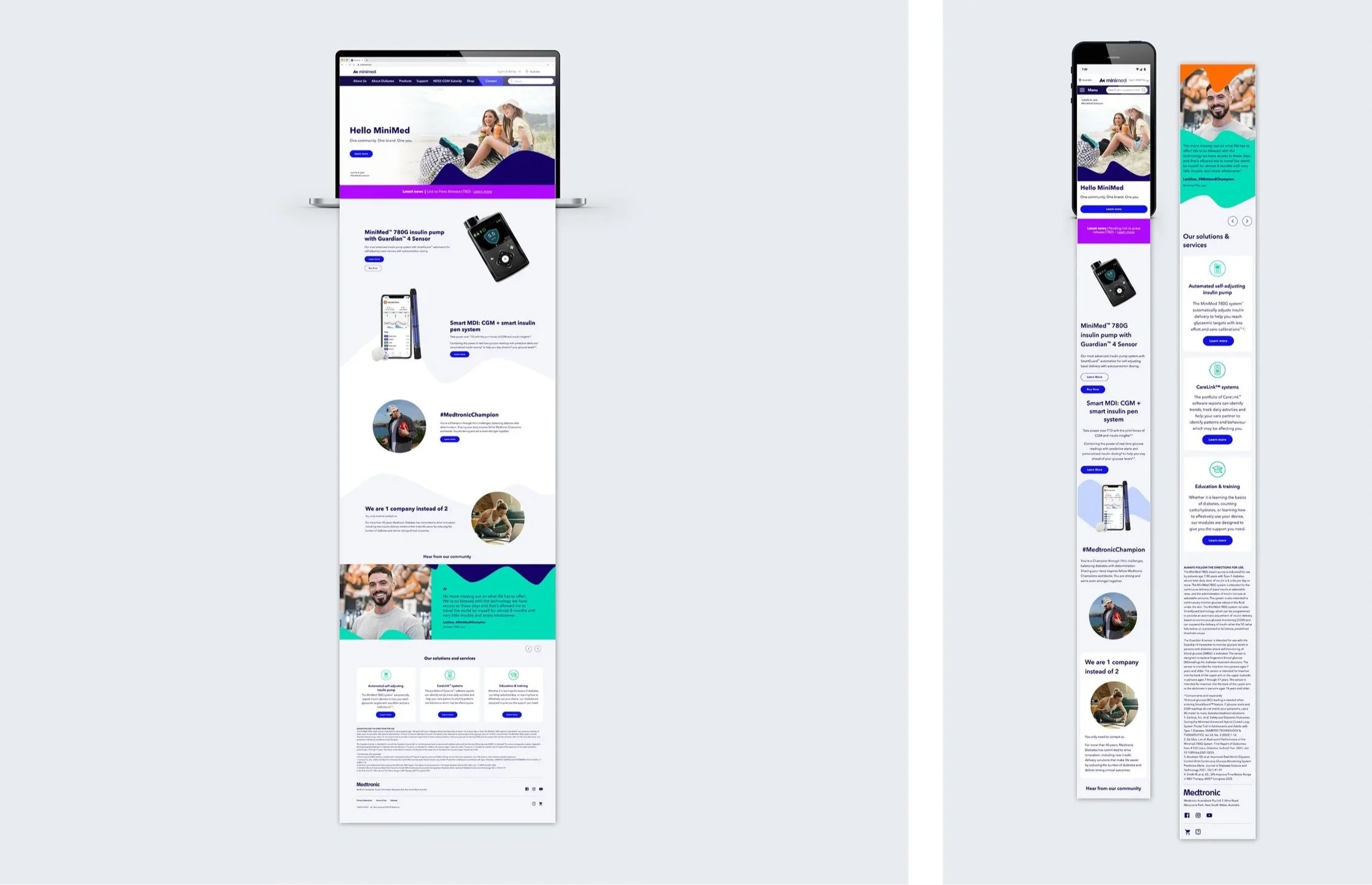 MiniMed ANZ Launch - Website Design - Desktop & Mobile