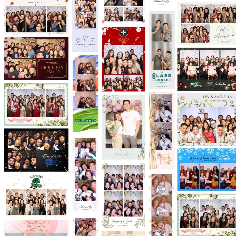 print outs collage from customers. Templates from weddings, corporate events, galas