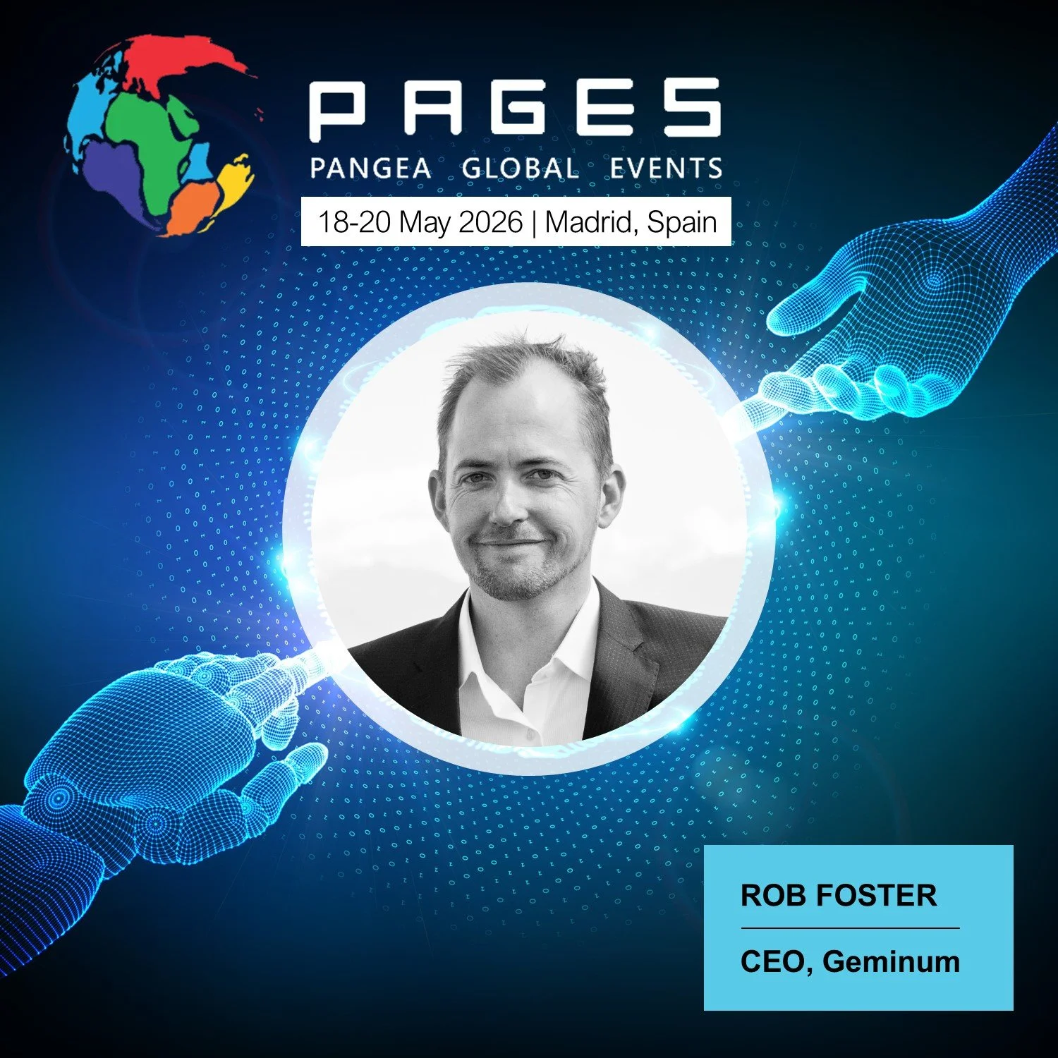 Promotional graphic for Rob Foster at Robotics & Automation 2026, the 3rd International Conference on Robotics and Automation, Madrid, Spain, 18–20 May 2026