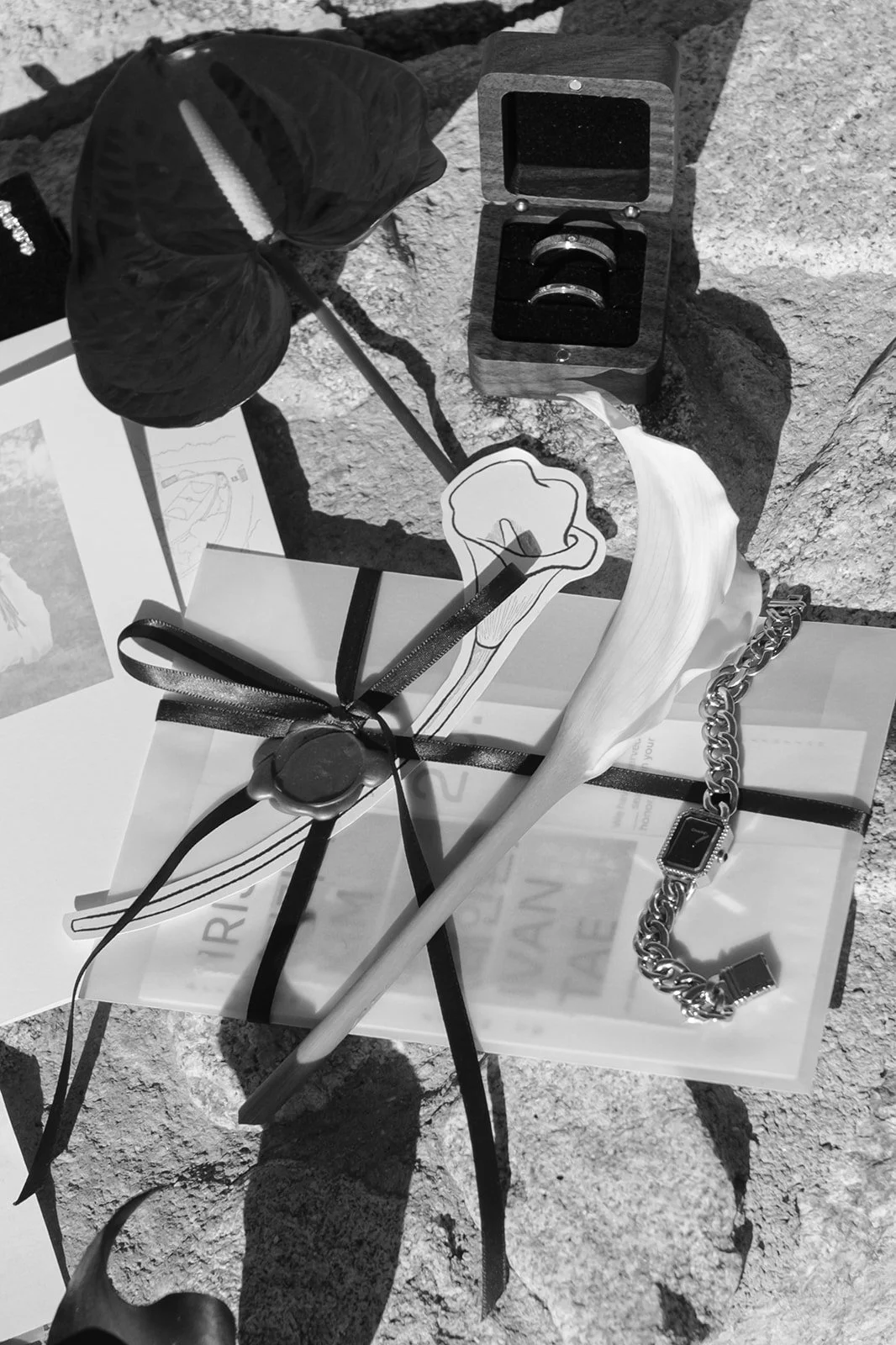 Wedding gift detail at a private estate wedding reception.