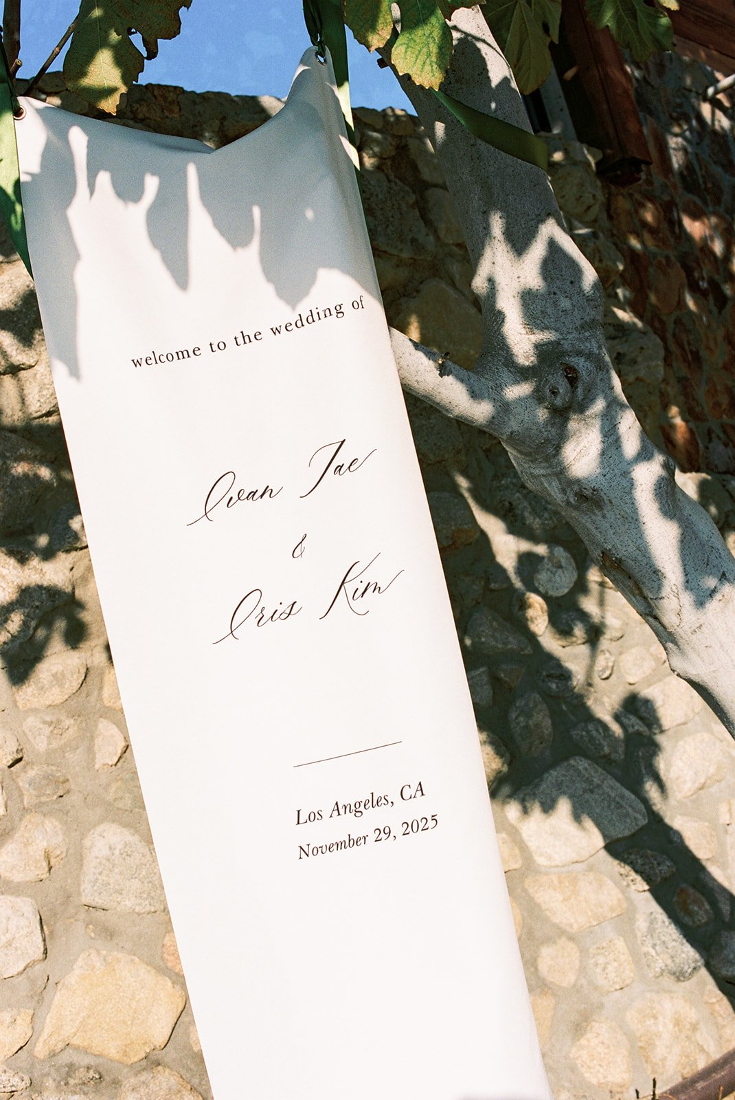 Custom wedding invitation suite for a private estate wedding.